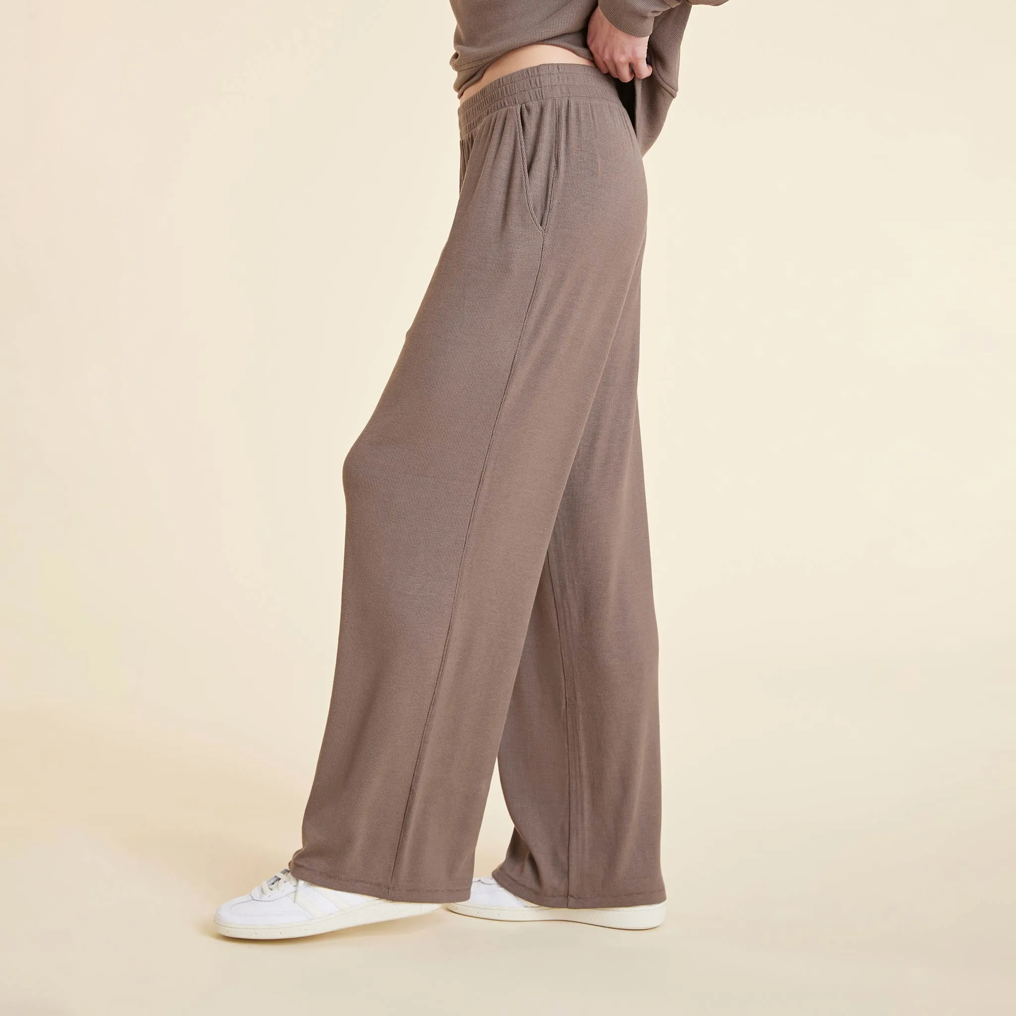 Slinky Rib Wide Leg Pant | Mocha sold by nuuds product image thumbnail 3