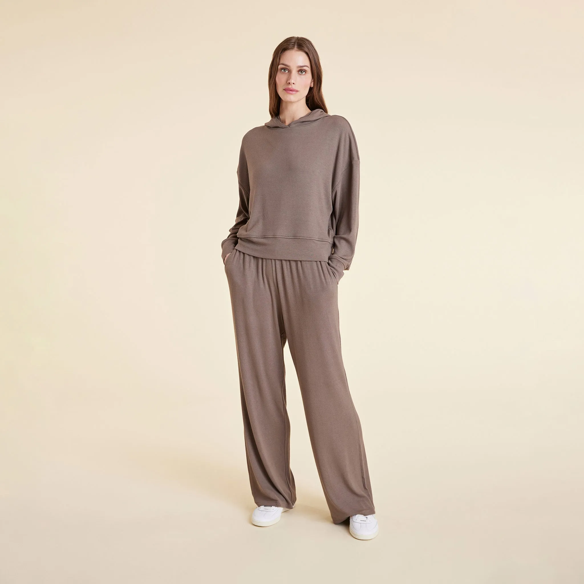 Slinky Rib Wide Leg Pant | Mocha sold by nuuds product image thumbnail 2