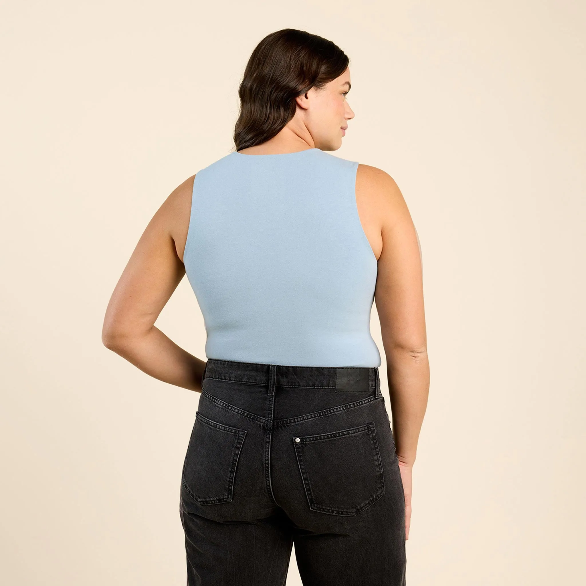 Cotton Stretch Classic Crewneck Tank Bodysuit | Mist sold by nuuds product image thumbnail 4