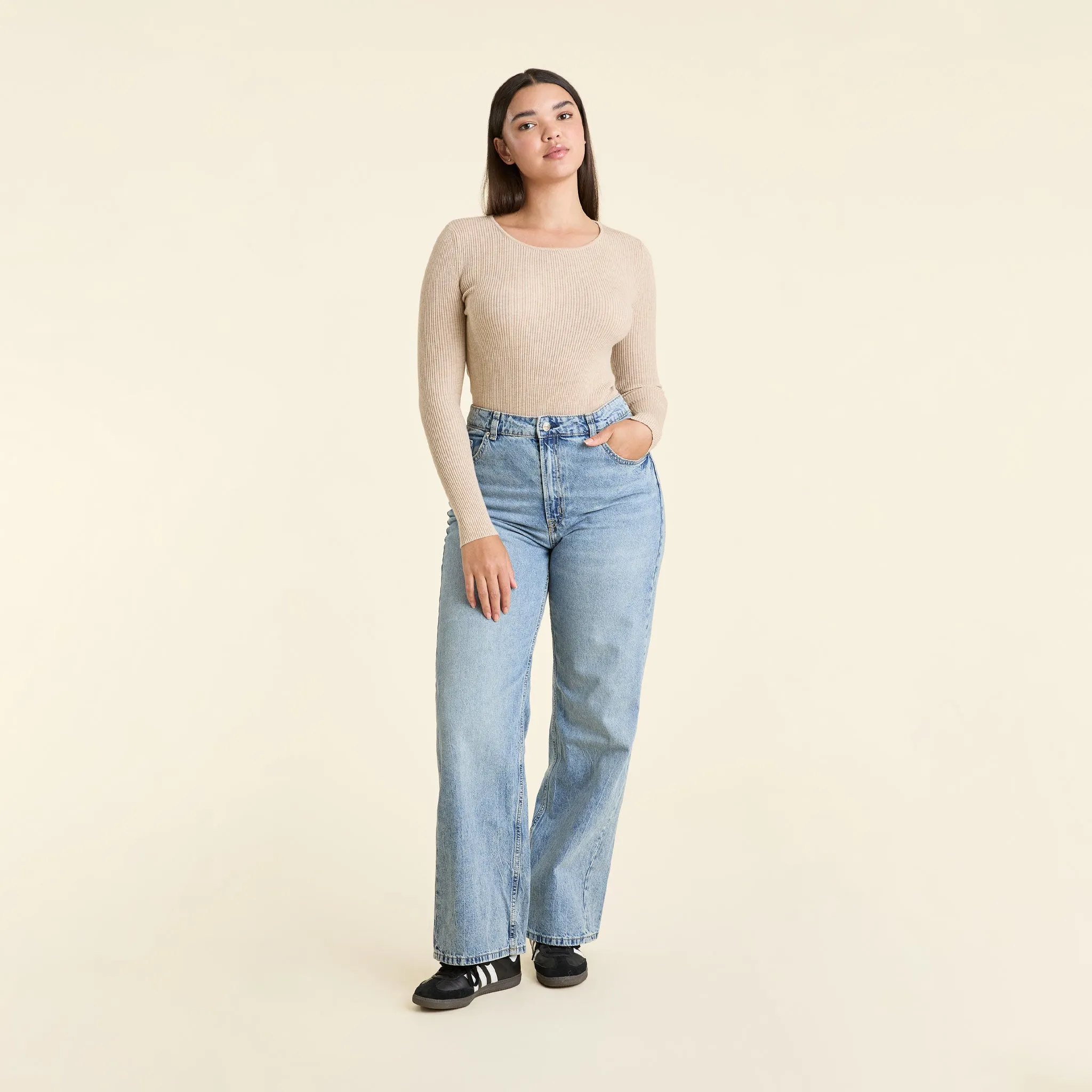 Crewneck Sweater Bodysuit | Heather Oat sold by nuuds product image thumbnail 2