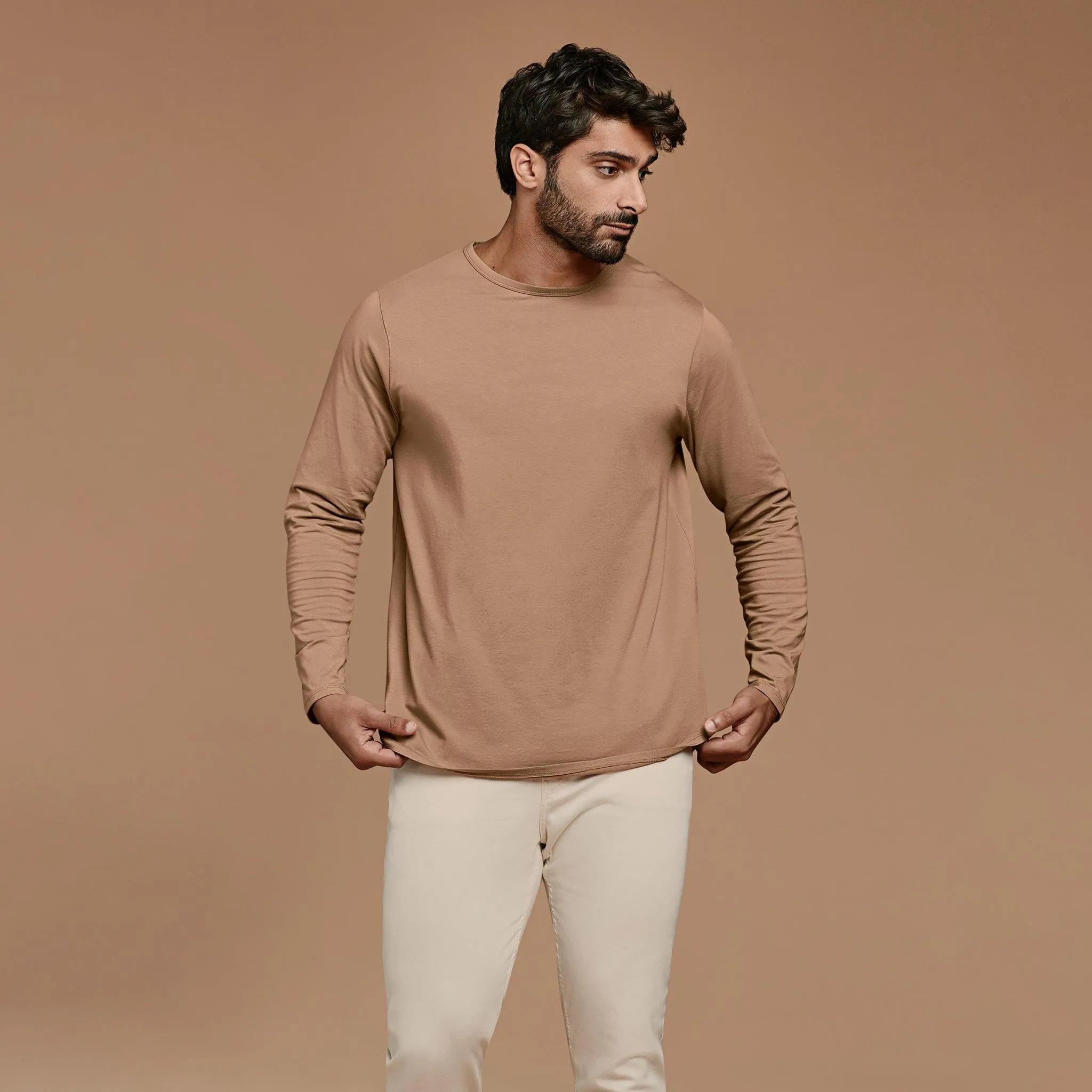 Long Sleeve Curved Hem T-Shirt sold by nuuds product image thumbnail 3