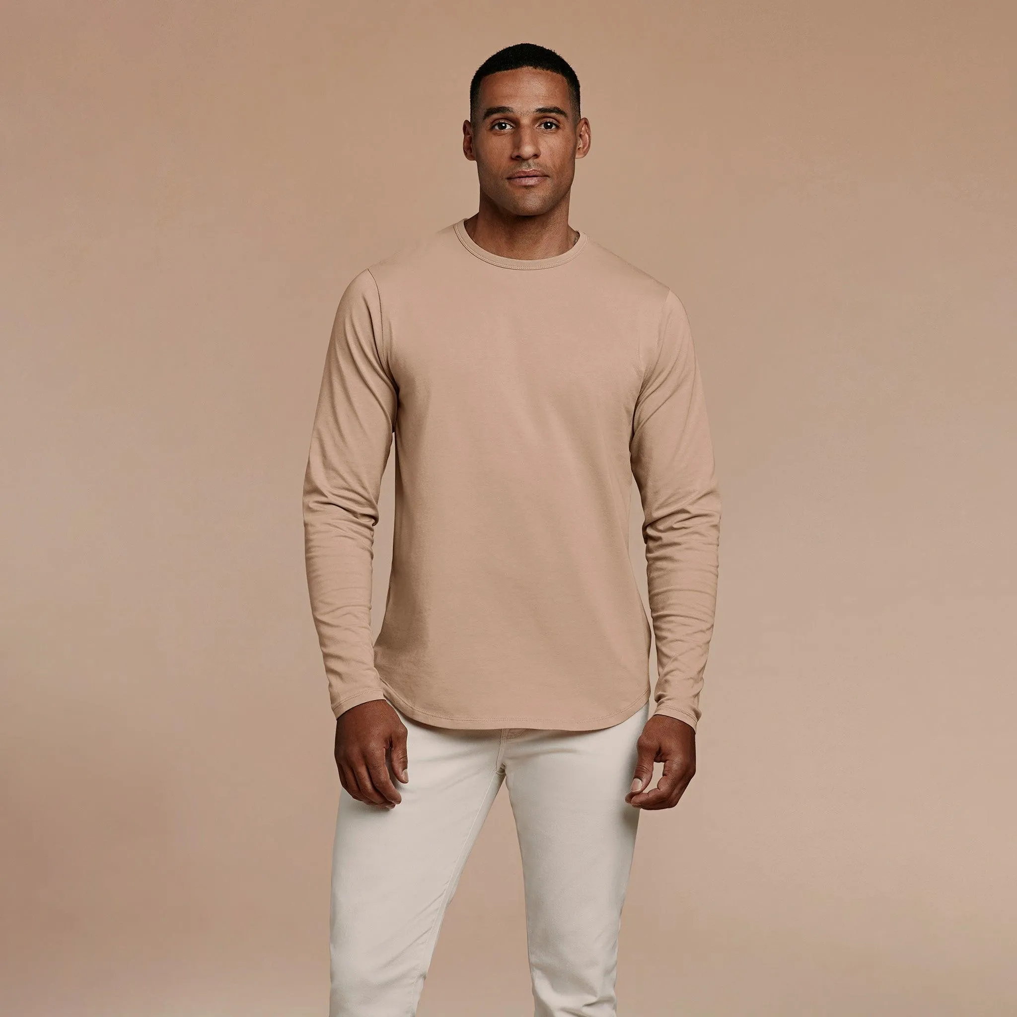 Long Sleeve Curved Hem T-Shirt sold by nuuds