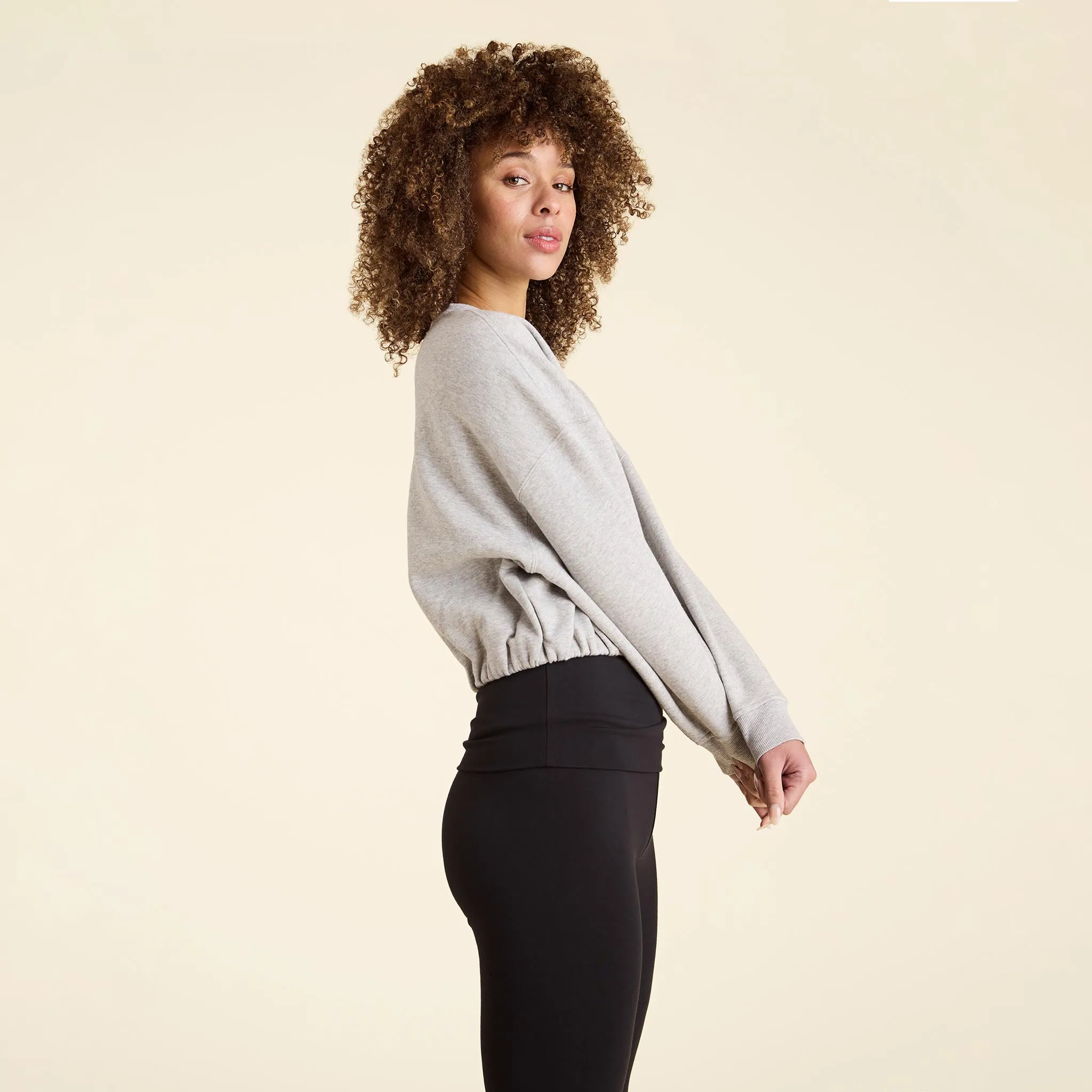 Vintage Fleece Cinch Waist Sweatshirt | Heather Grey sold by nuuds product image thumbnail 3