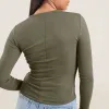 Slinky Rib Long Sleeve Shirt | Olive sold by nuuds