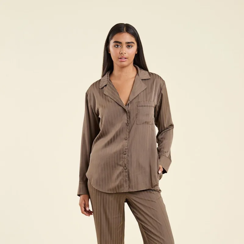 Satin Pajama Set | Mocha sold by nuuds