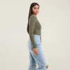 Slinky Rib Long Sleeve Shirt | Olive sold by nuuds