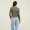 Slinky Rib Long Sleeve Shirt | Olive sold by nuuds