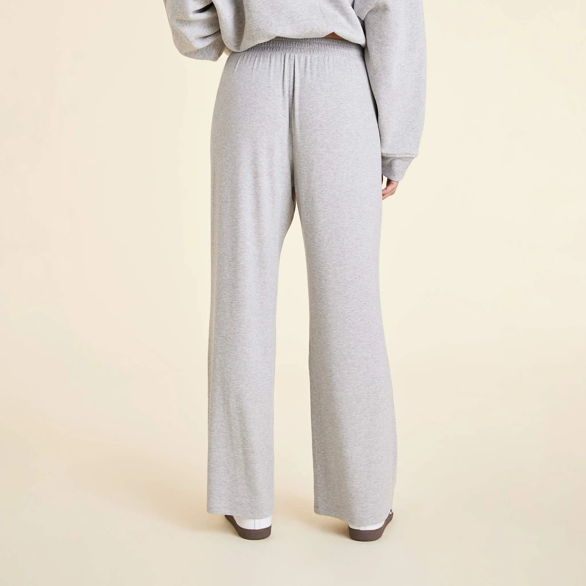 Slinky Rib Wide Leg Pant | Heather Grey sold by nuuds product image thumbnail 4