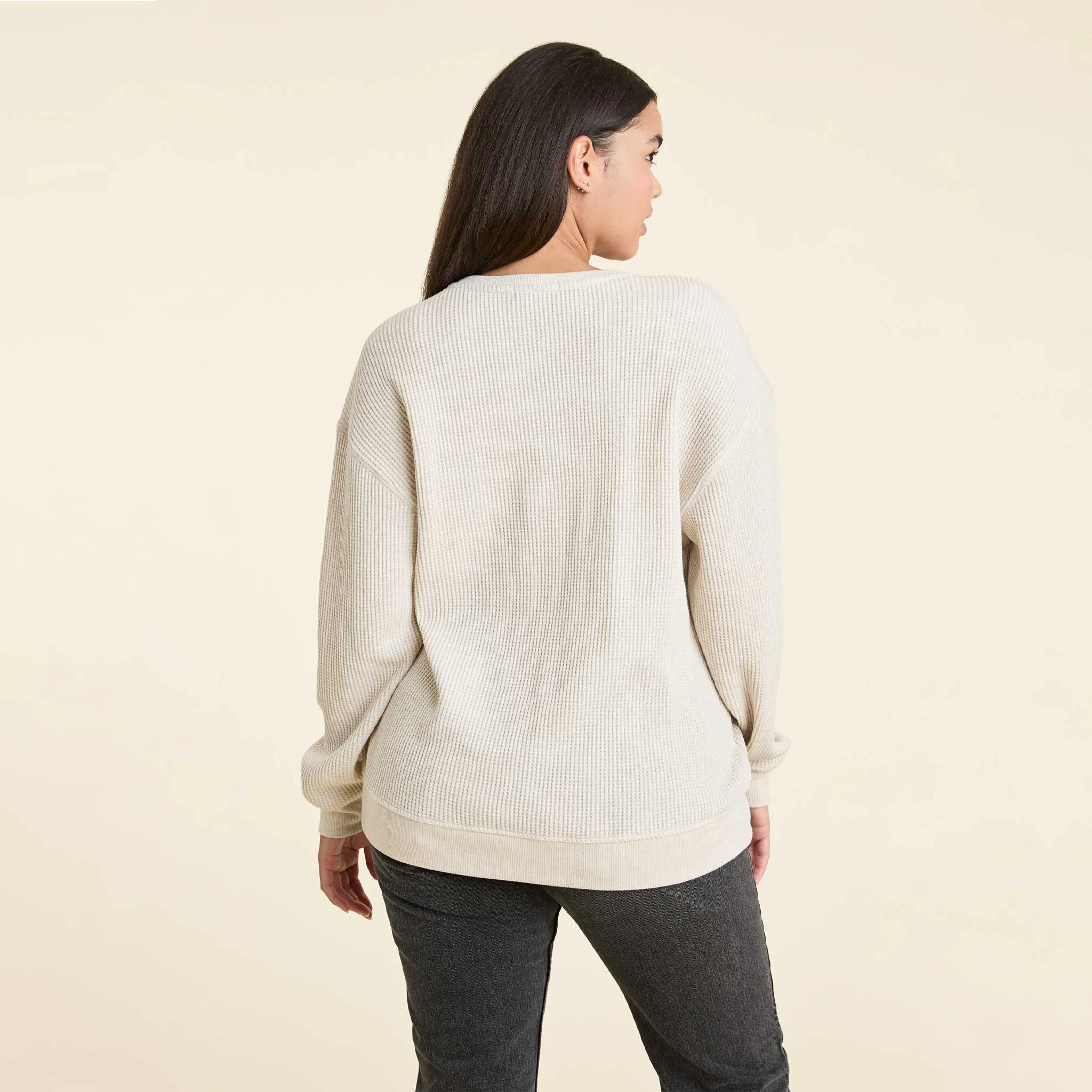 Waffle Crewneck Pullover | Heather Bone sold by nuuds product image thumbnail 4