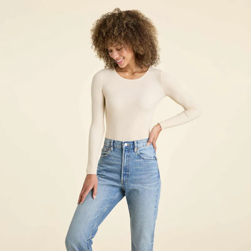 Crewneck Sweater Bodysuit | Bone sold by nuuds