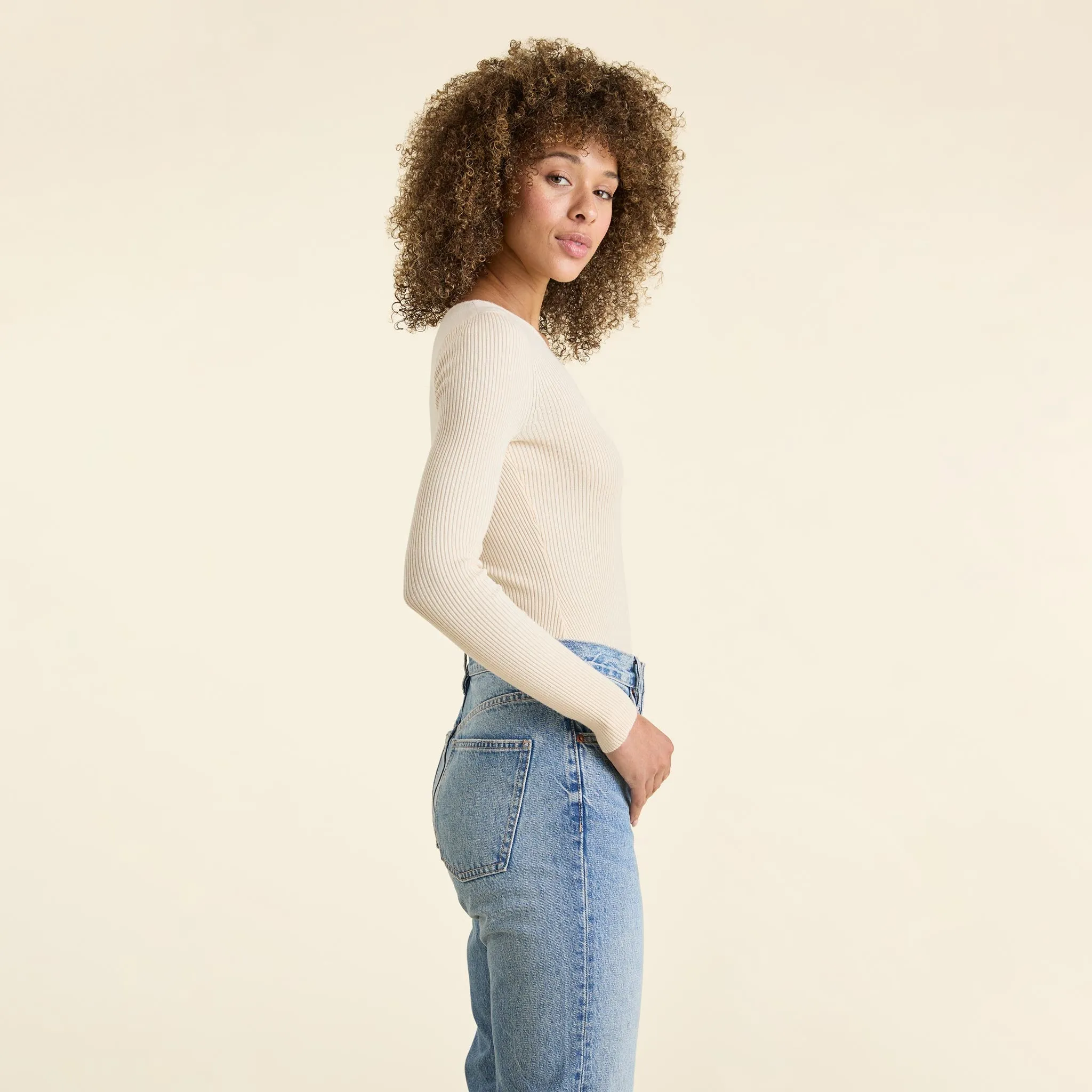 Crewneck Sweater Bodysuit | Bone sold by nuuds product image thumbnail 3