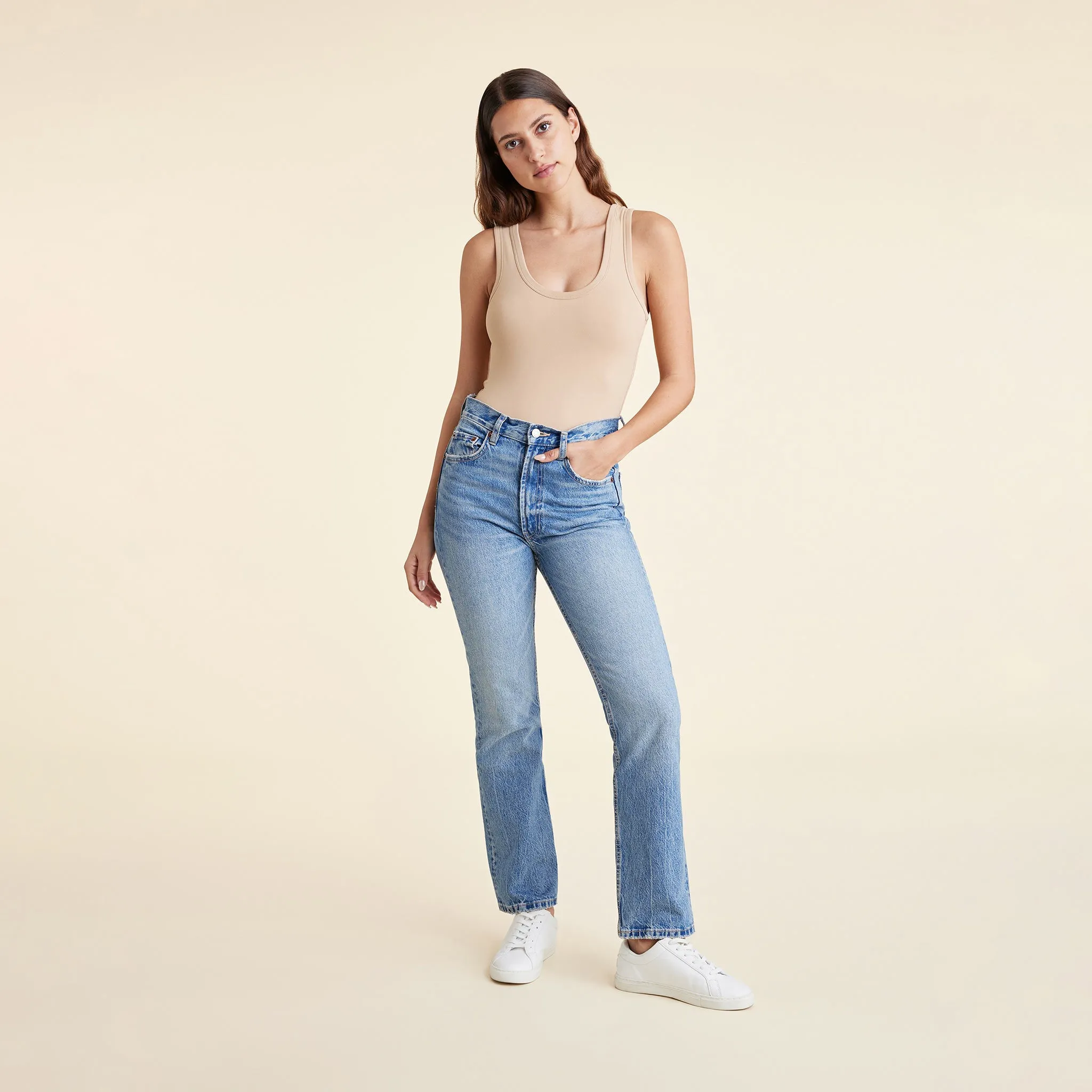 Seamless Scoop Tank Bodysuit | Oat sold by nuuds product image thumbnail 2