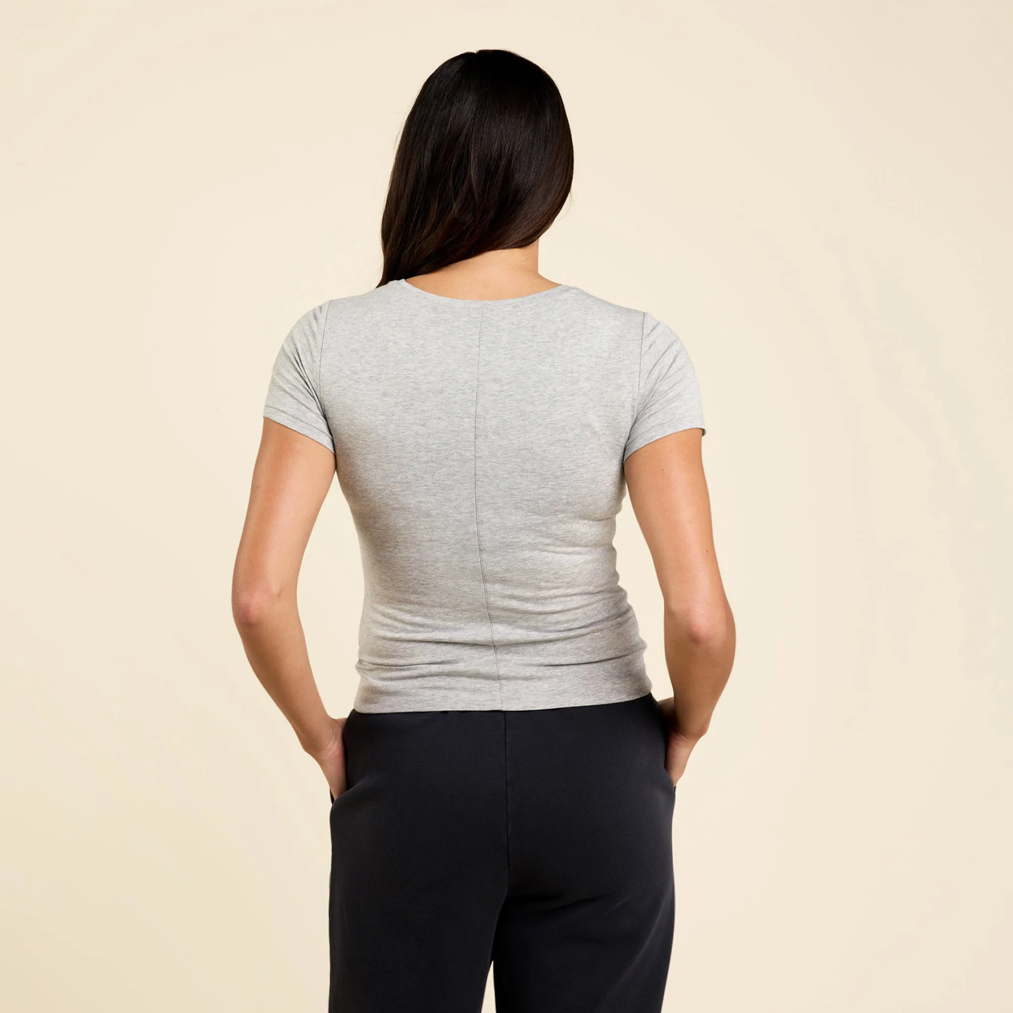 Cotton Stretch Classic Crewneck Tee | Heather Grey sold by nuuds product image thumbnail 4