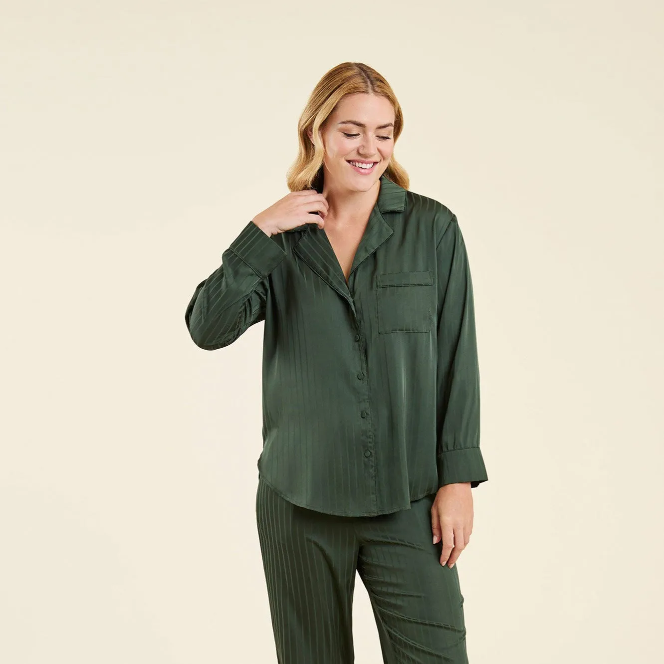 Satin Pajama Set | Evergreen sold by nuuds