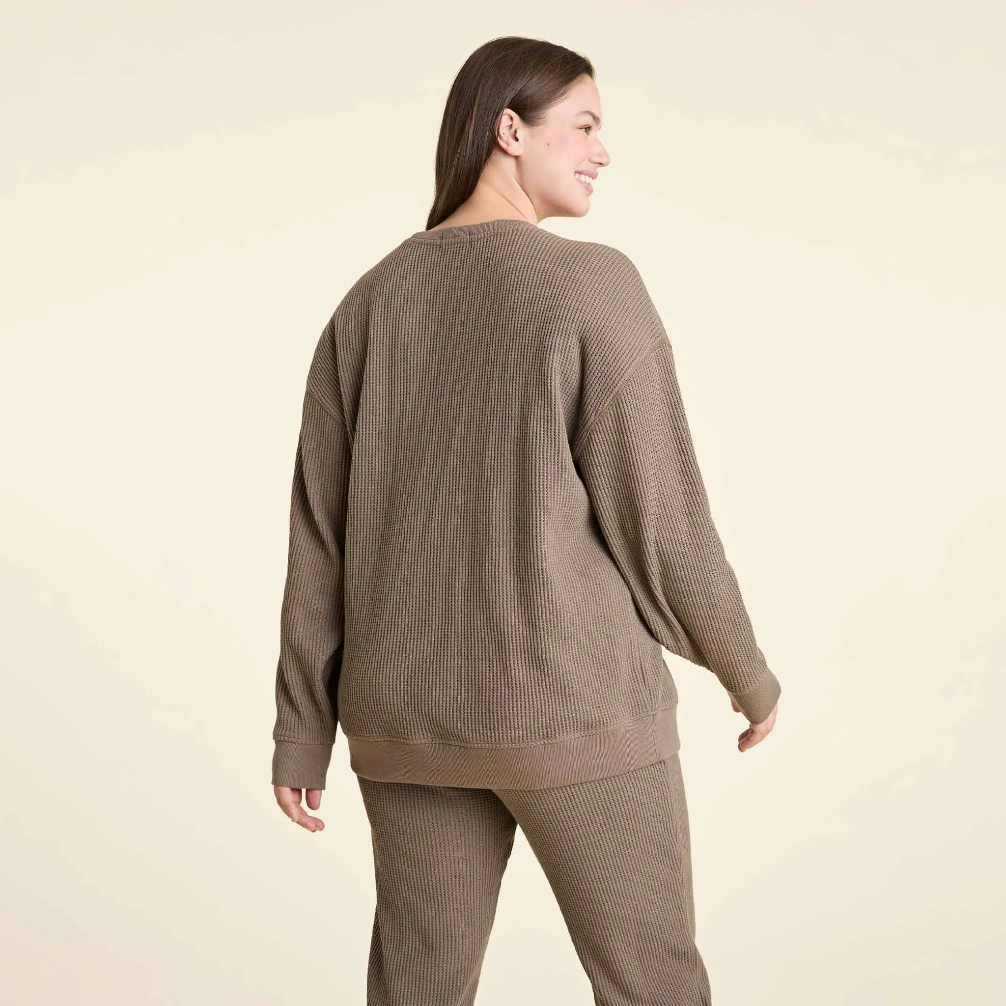 Waffle Crewneck Pullover | Mocha sold by nuuds product image thumbnail 4
