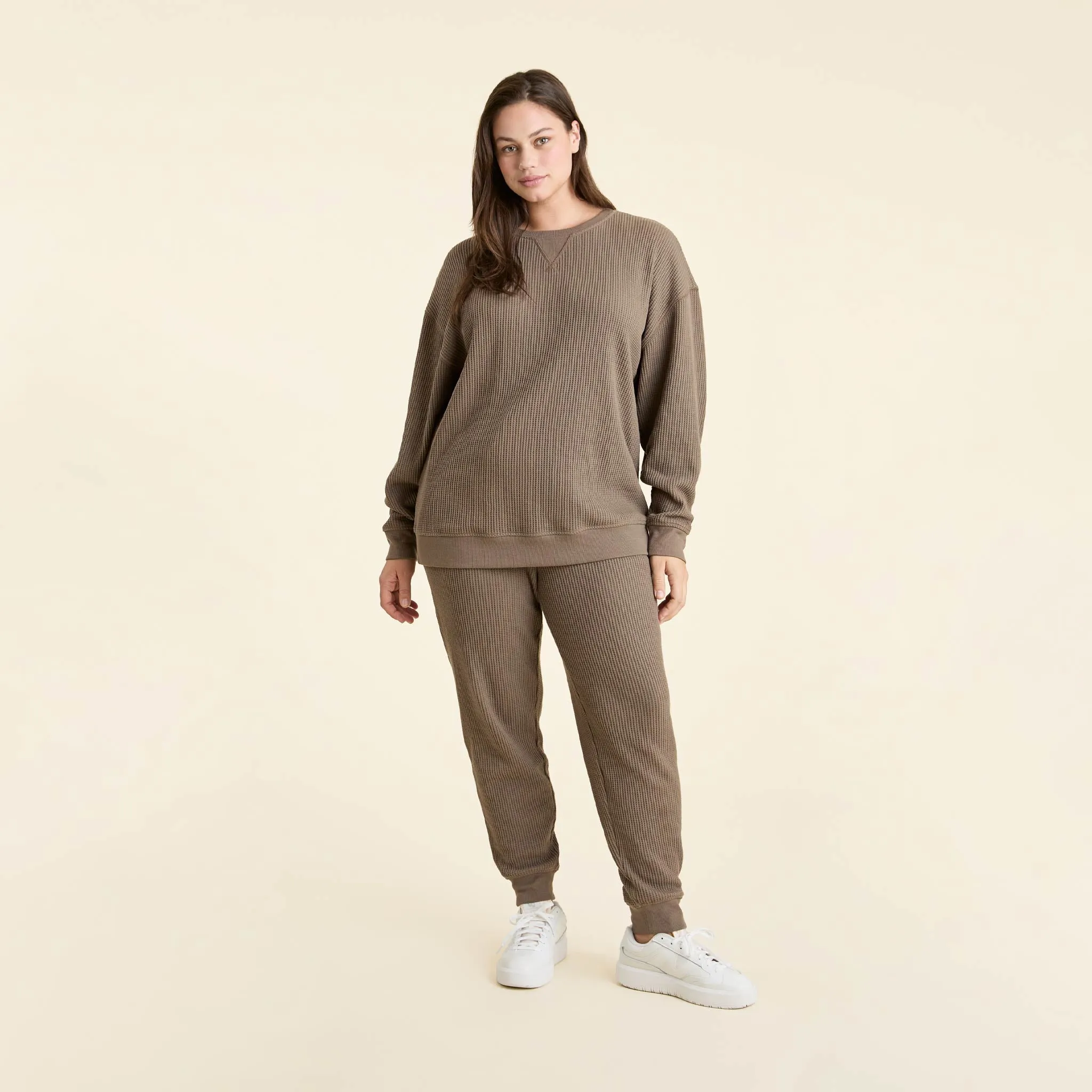 Waffle Crewneck Pullover | Mocha sold by nuuds product image thumbnail 2