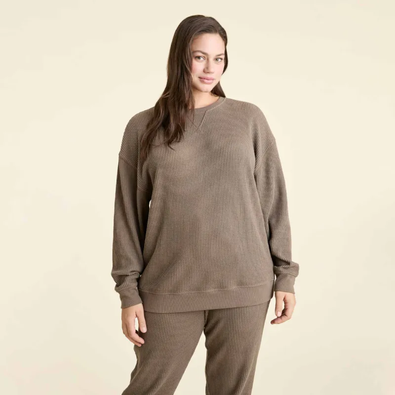 Waffle Crewneck Pullover | Mocha sold by nuuds