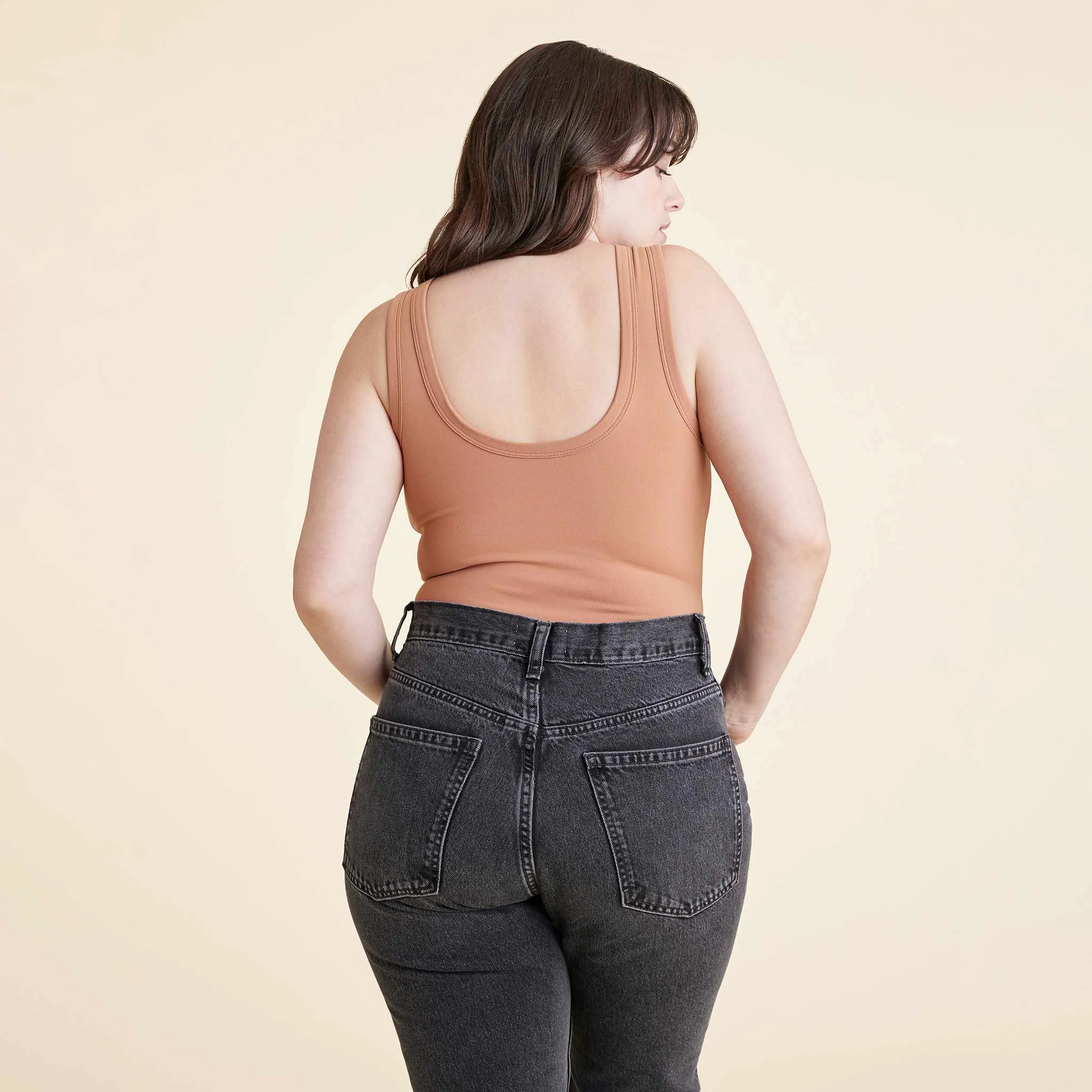 Seamless Scoop Tank Bodysuit | Clay sold by nuuds product image thumbnail 4