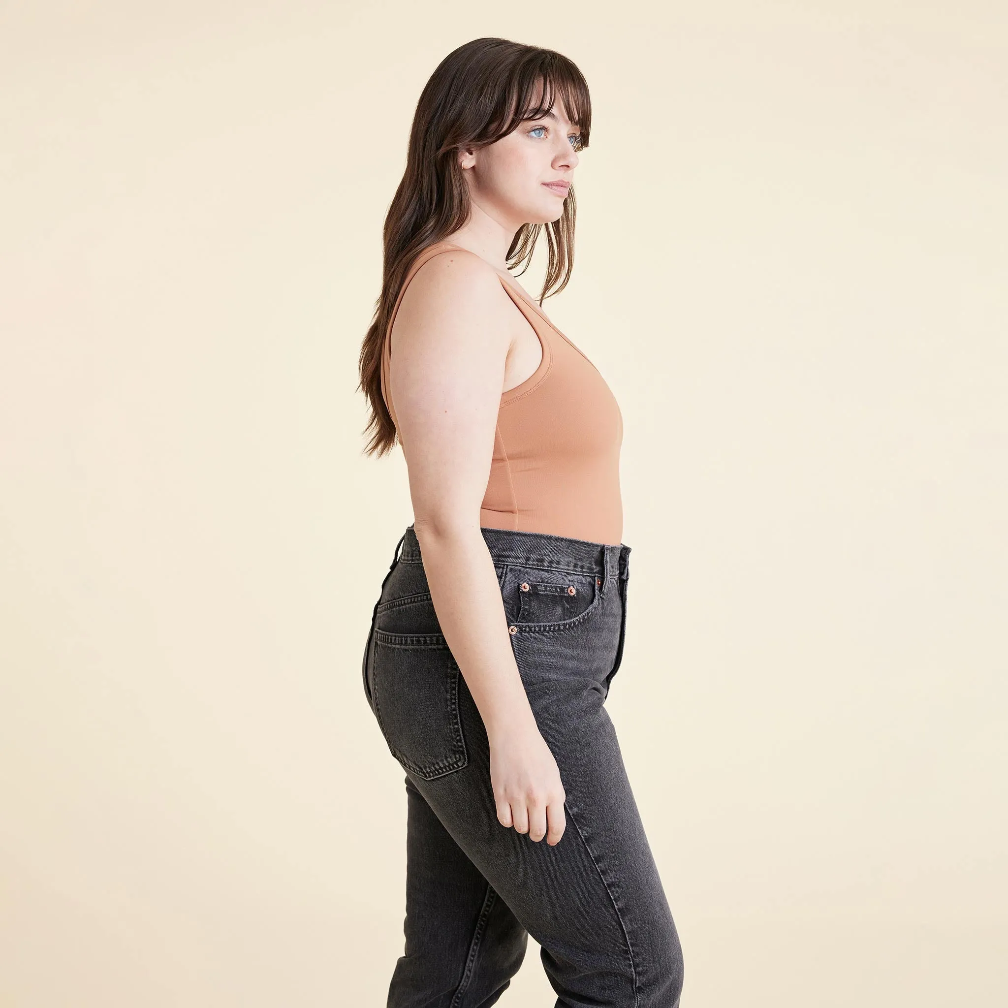 Seamless Scoop Tank Bodysuit | Clay sold by nuuds product image thumbnail 3