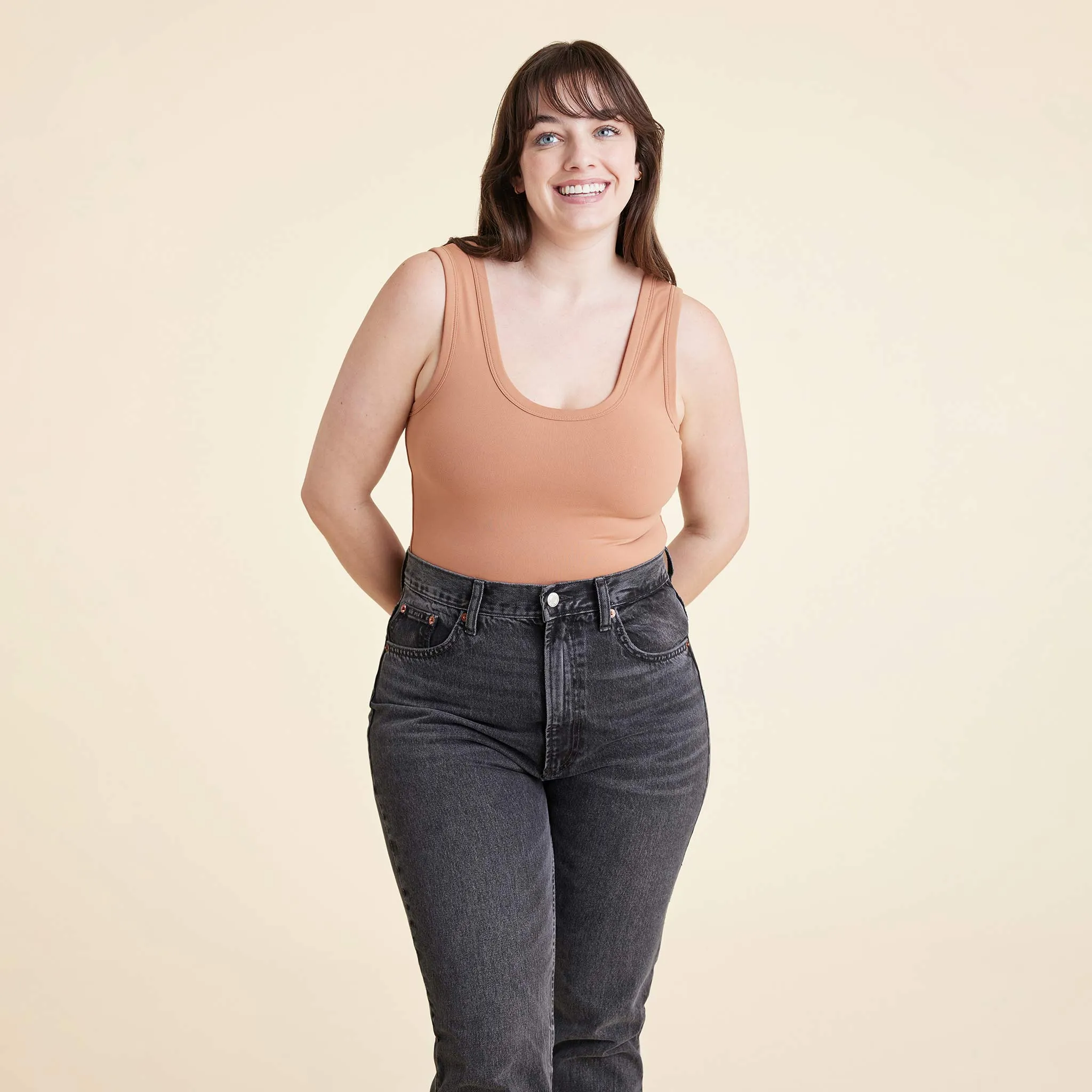 Seamless Scoop Tank Bodysuit | Clay sold by nuuds