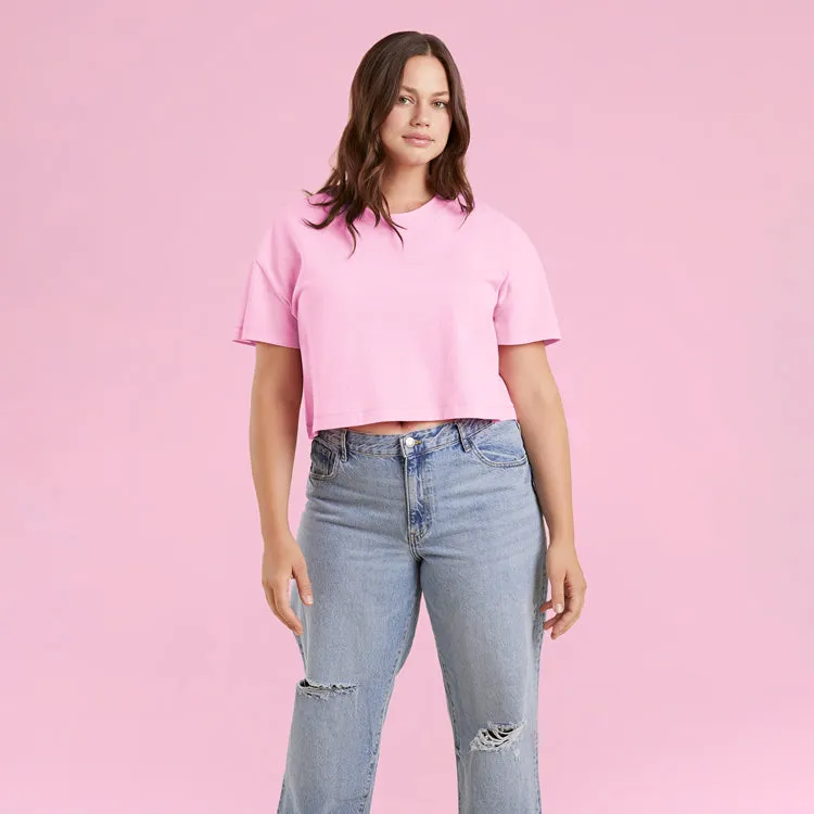 Vintage Cotton Cropped Tee | Bubblegum Pink sold by nuuds