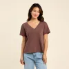 Vintage Cotton V-Neck Everyday T-Shirt | Coffee sold by nuuds