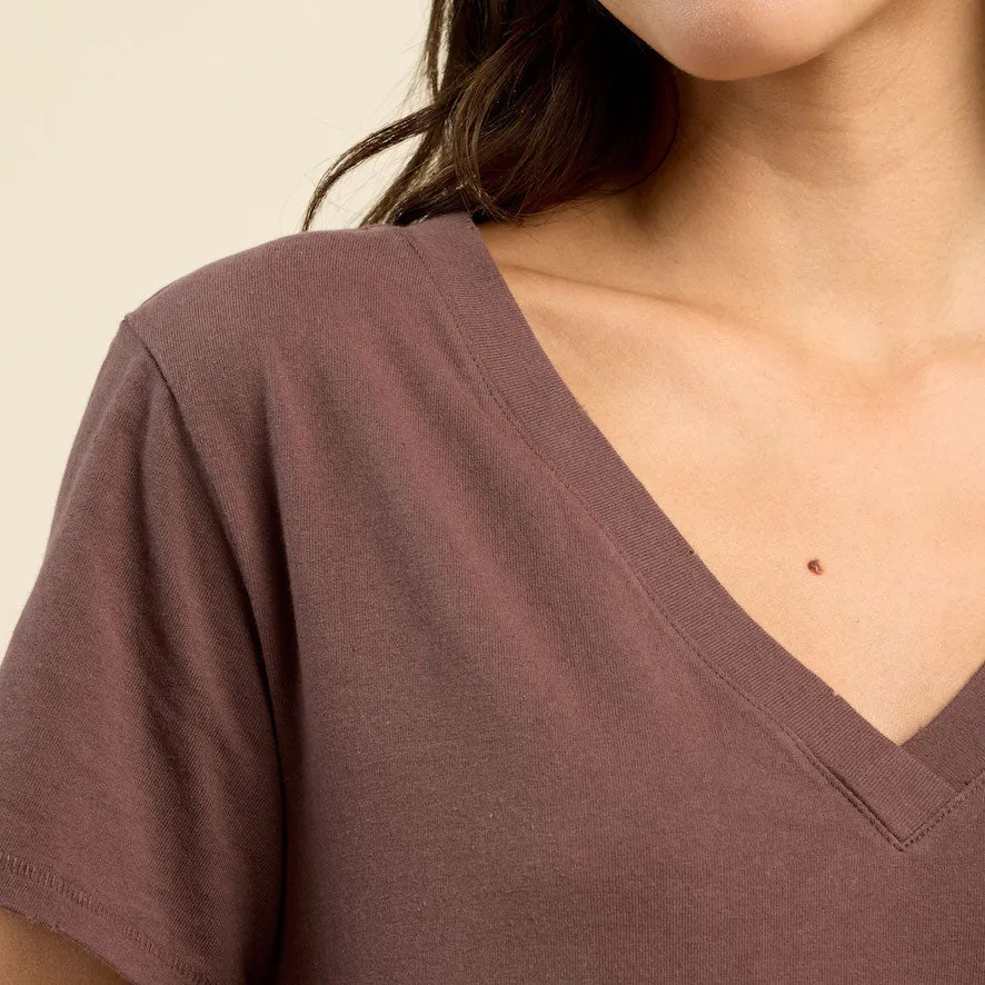 Vintage Cotton V-Neck Everyday T-Shirt | Coffee sold by nuuds product image thumbnail 5