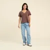 Vintage Cotton V-Neck Everyday T-Shirt | Coffee sold by nuuds