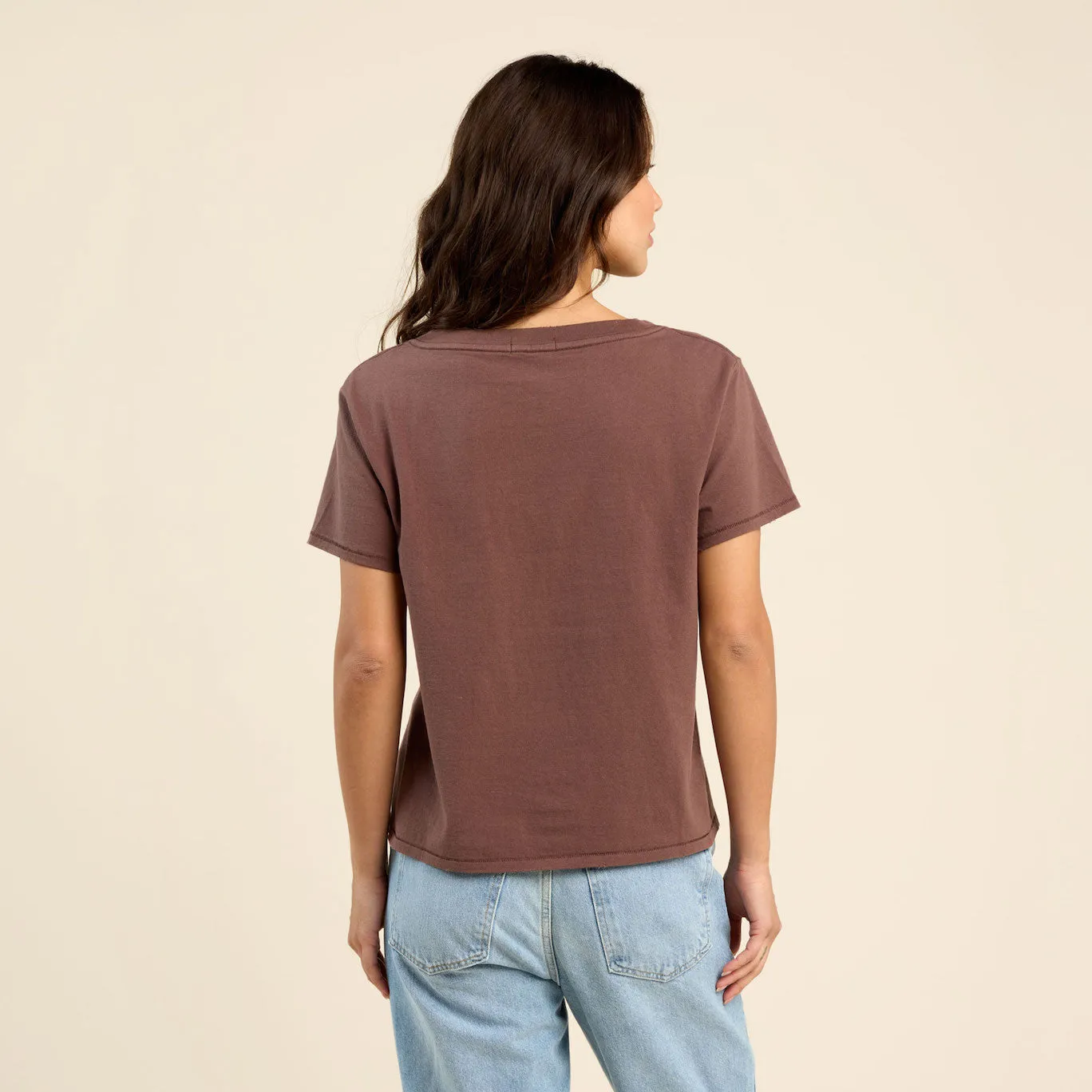 Vintage Cotton V-Neck Everyday T-Shirt | Coffee sold by nuuds product image thumbnail 4