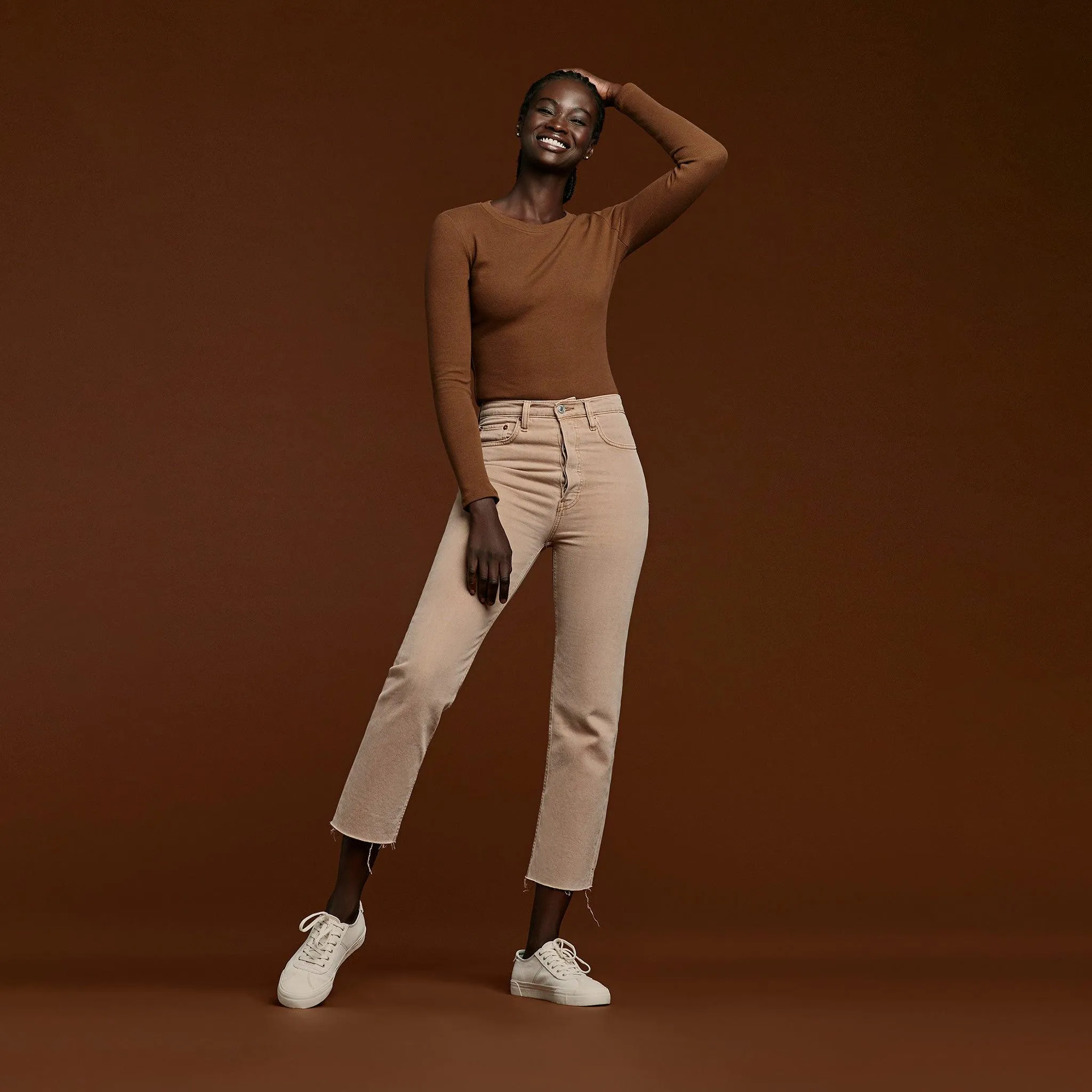 Long Sleeve Ribbed Crewneck Bodysuit | Chocolate sold by nuuds product image thumbnail 2