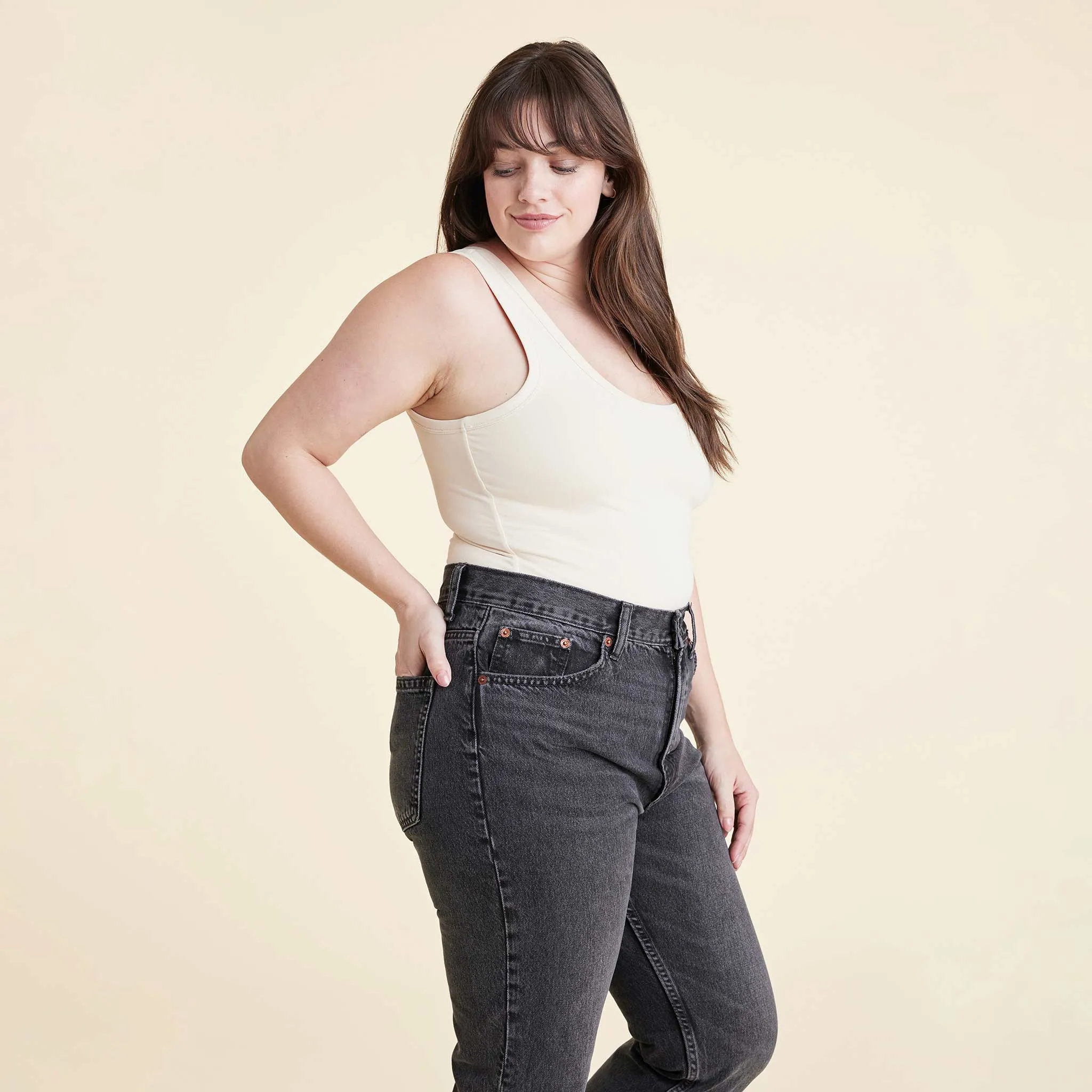 Seamless Scoop Tank Bodysuit | Bone sold by nuuds product image thumbnail 3