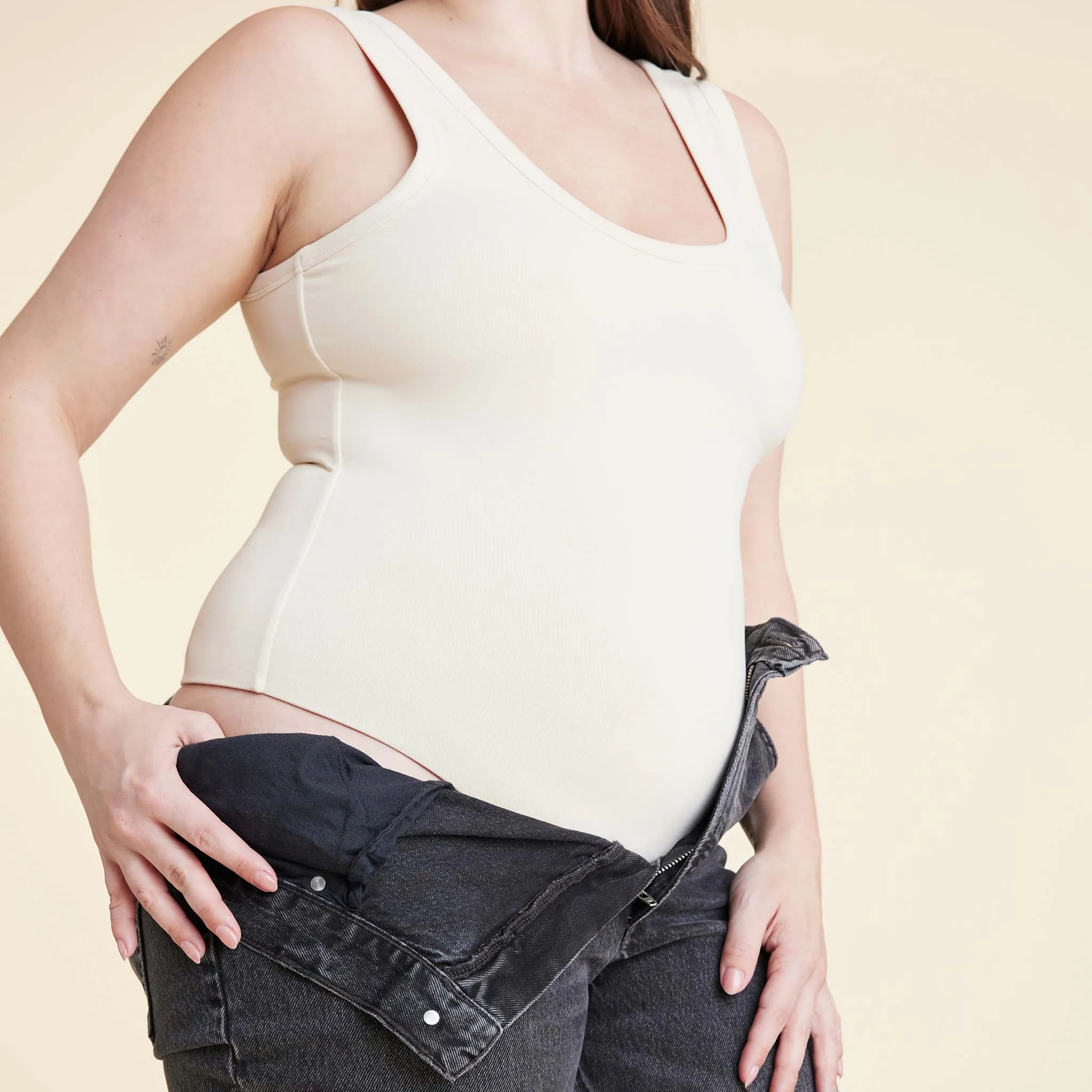 Seamless Scoop Tank Bodysuit | Bone sold by nuuds product image thumbnail 5