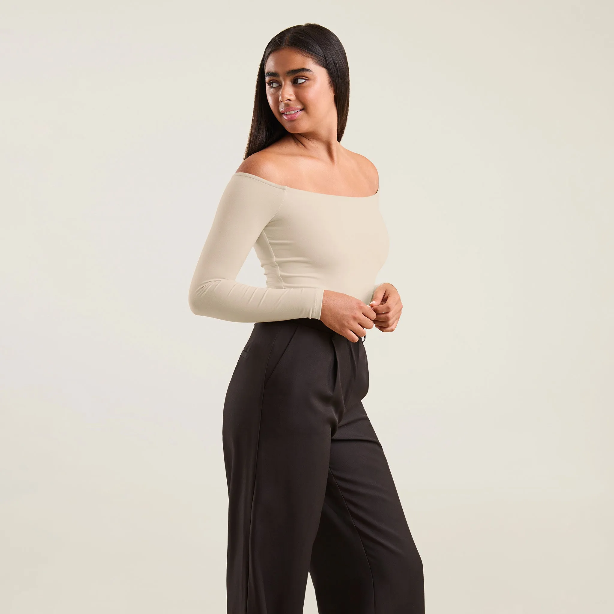 Off The Shoulder Bodysuit | Bone sold by nuuds product image thumbnail 3