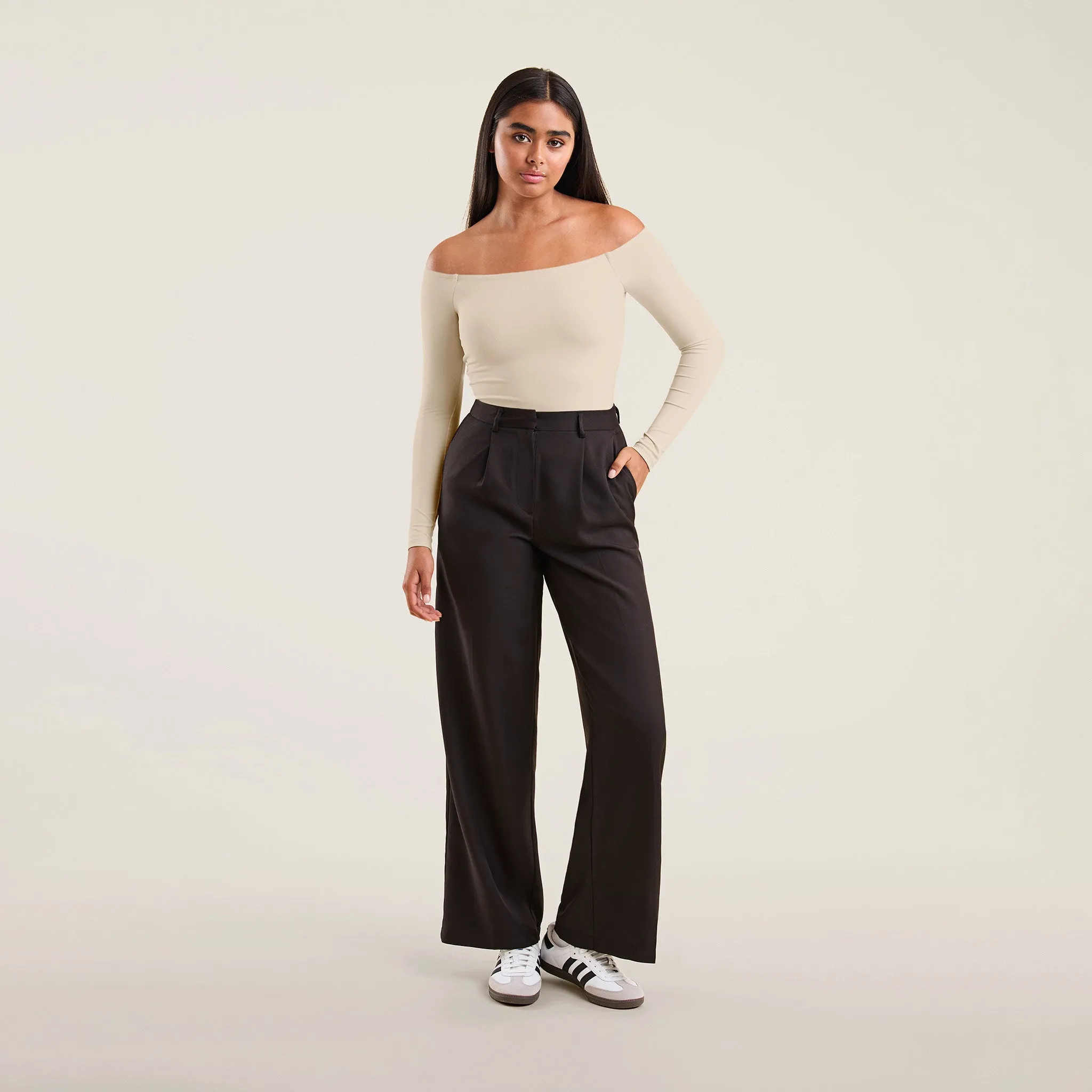 Off The Shoulder Bodysuit | Bone sold by nuuds product image thumbnail 2