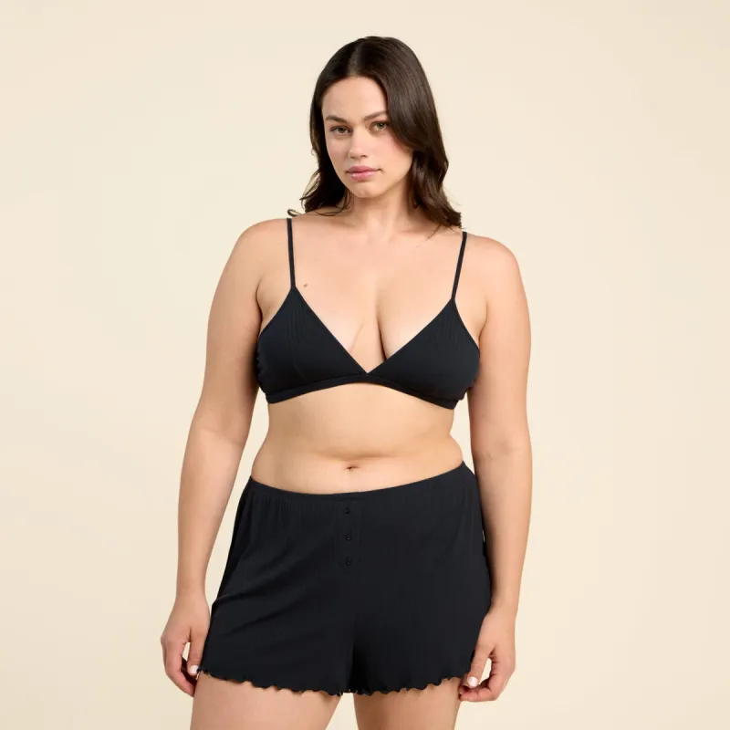 Mini Rib Bralette | Black sold by nuuds