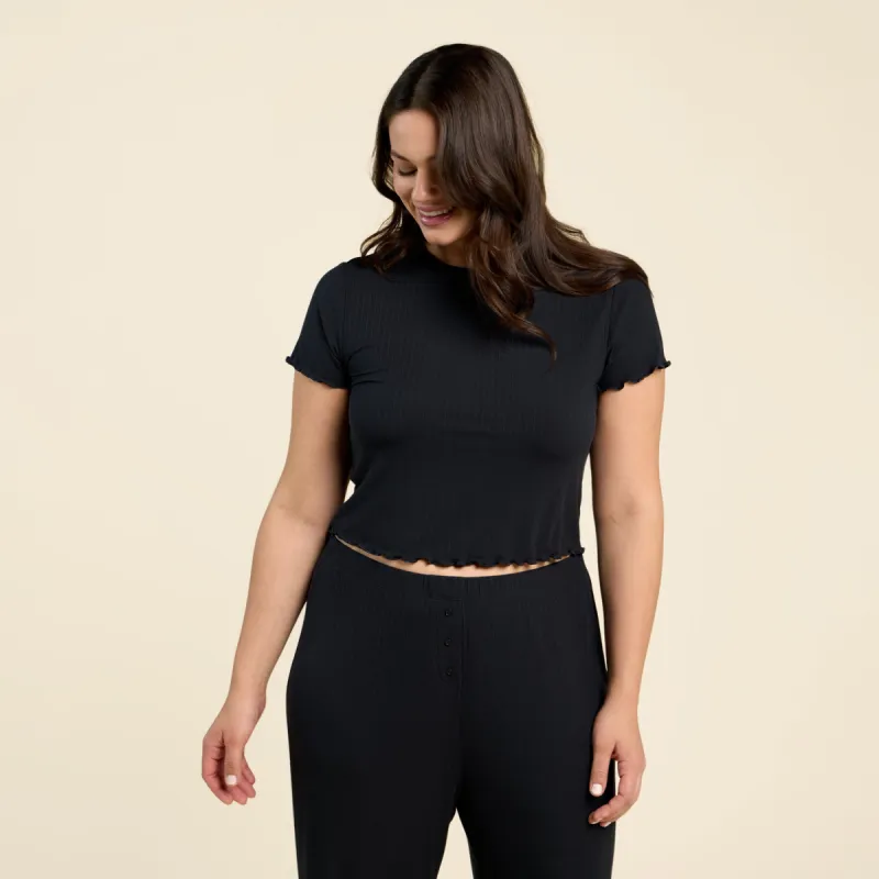 Mini Rib Tee | Black sold by nuuds