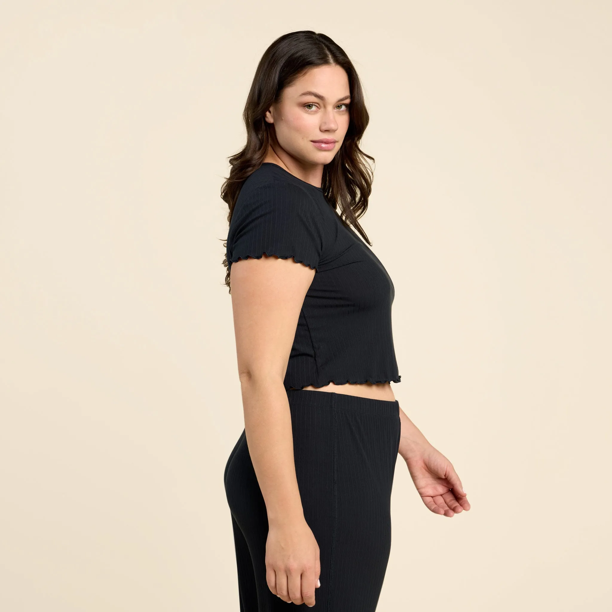 Mini Rib Tee | Black sold by nuuds product image thumbnail 3