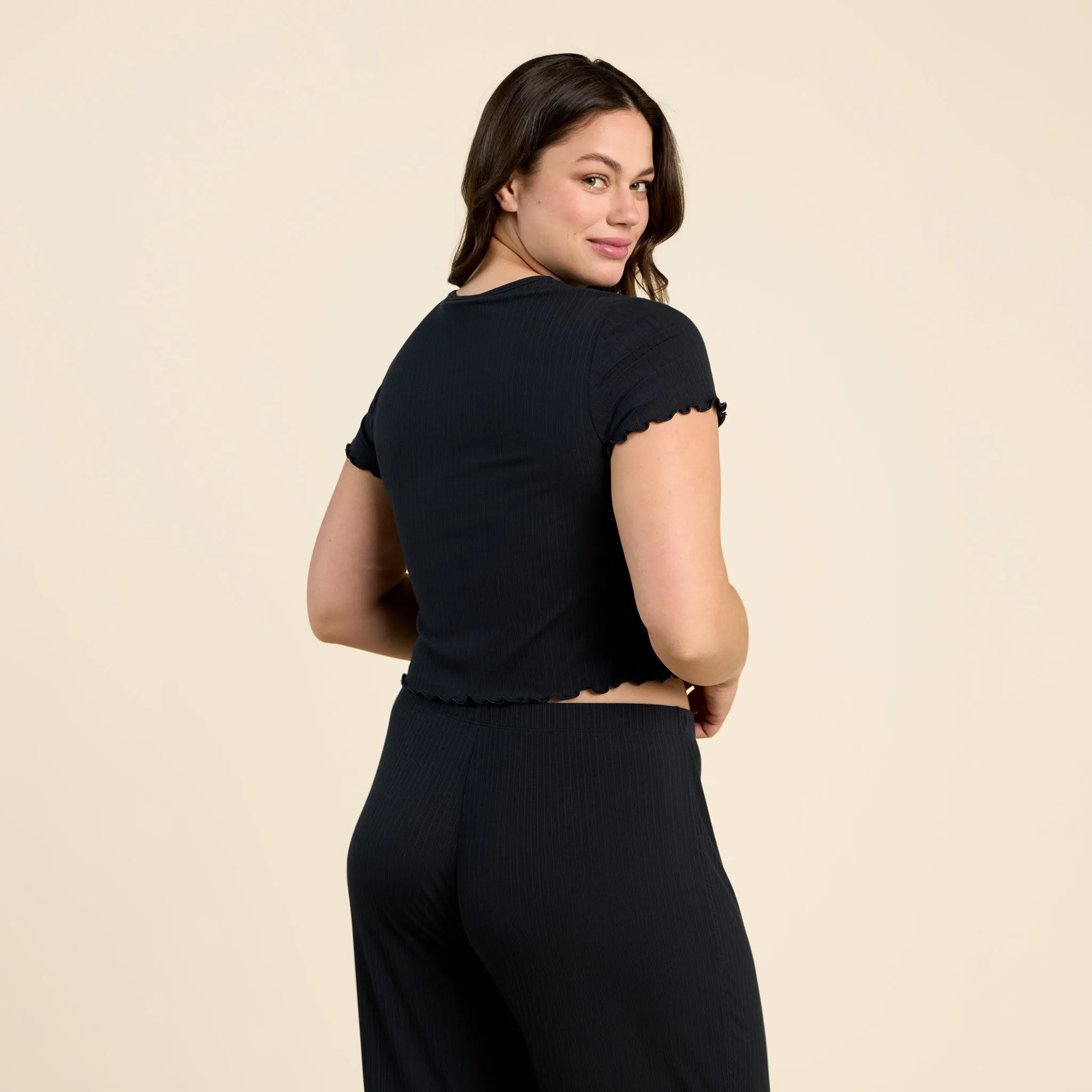 Mini Rib Tee | Black sold by nuuds product image thumbnail 4