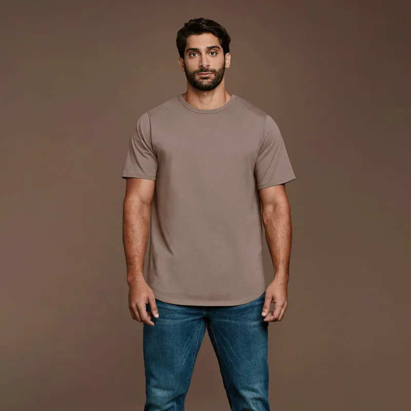 Short Sleeve Curved Hem T-Shirt | Mocha sold by nuuds