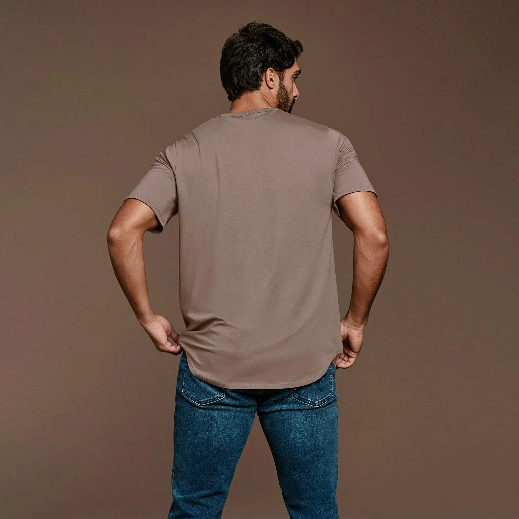 Short Sleeve Curved Hem T-Shirt | Mocha sold by nuuds product image thumbnail 5