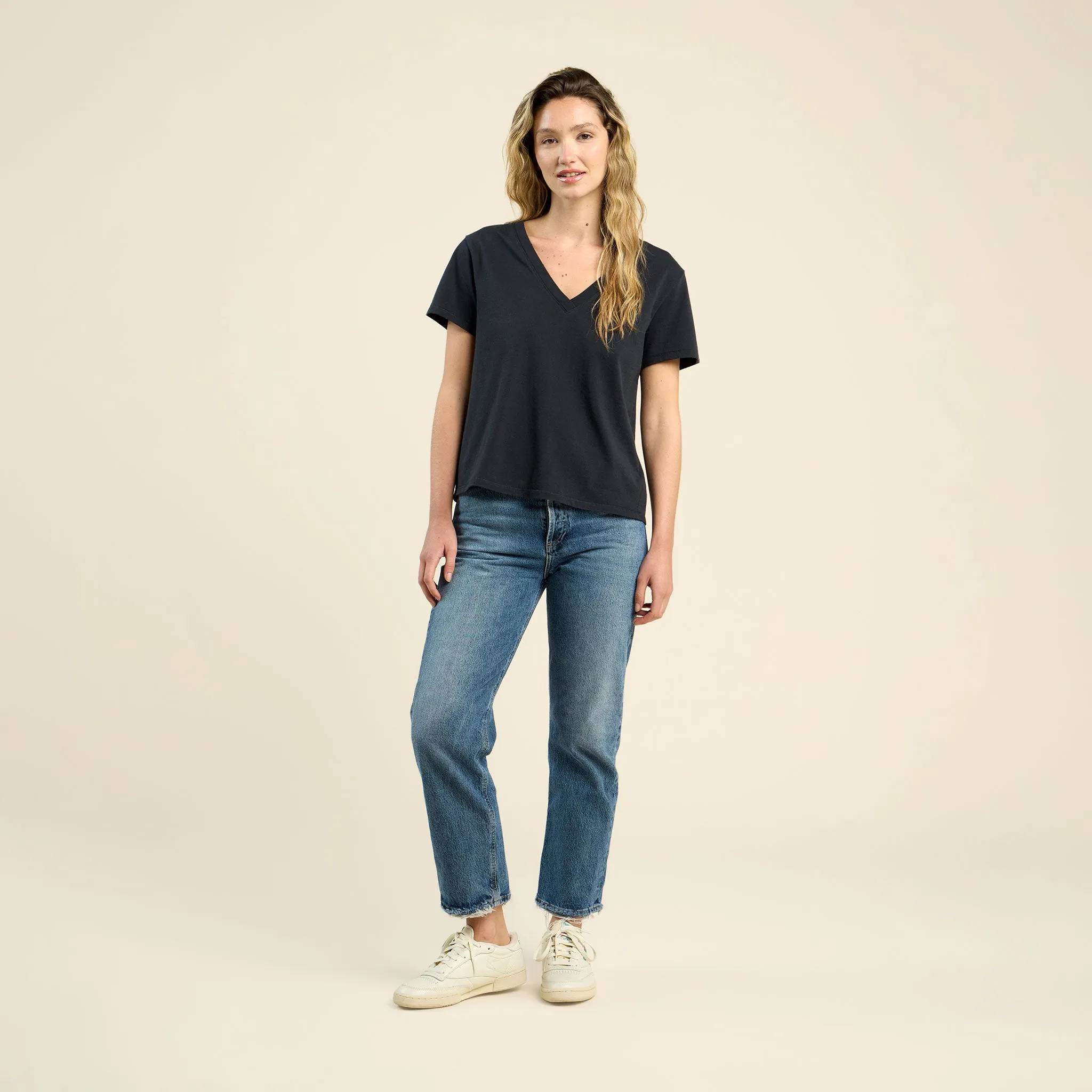 Vintage Cotton V-Neck Everyday T-Shirt | Black sold by nuuds product image thumbnail 2