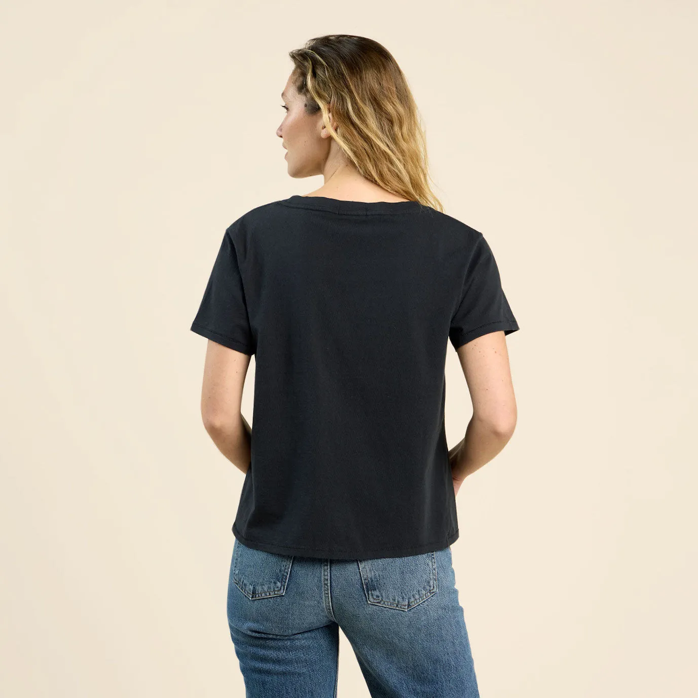 Vintage Cotton V-Neck Everyday T-Shirt | Black sold by nuuds product image thumbnail 4