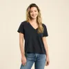 Vintage Cotton V-Neck Everyday T-Shirt | Black sold by nuuds