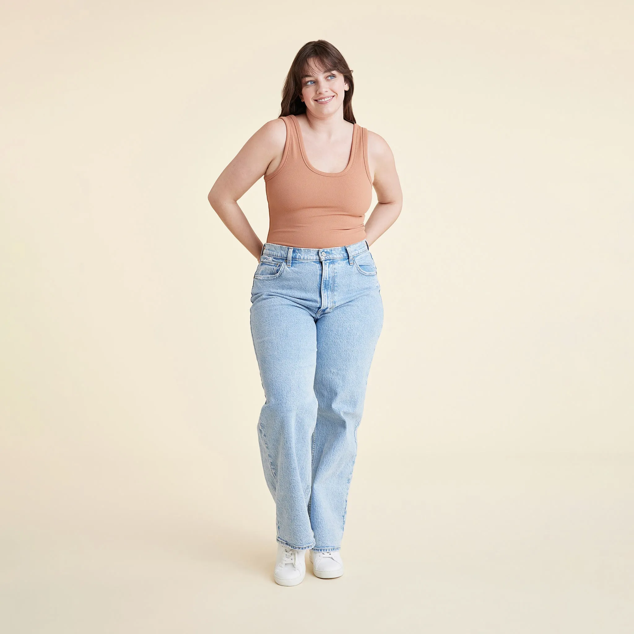 Ribbed Scoop Tank Bodysuit | Clay sold by nuuds product image thumbnail 2