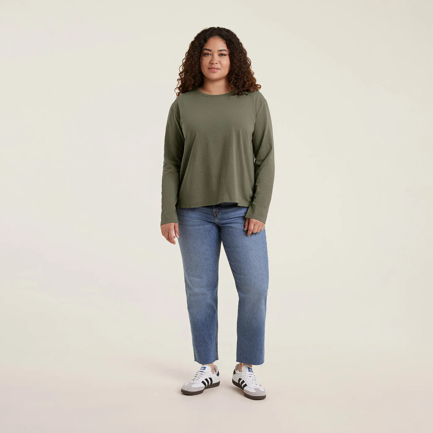 Vintage Cotton Long Sleeve Everyday T-Shirt | Olive sold by nuuds product image thumbnail 2