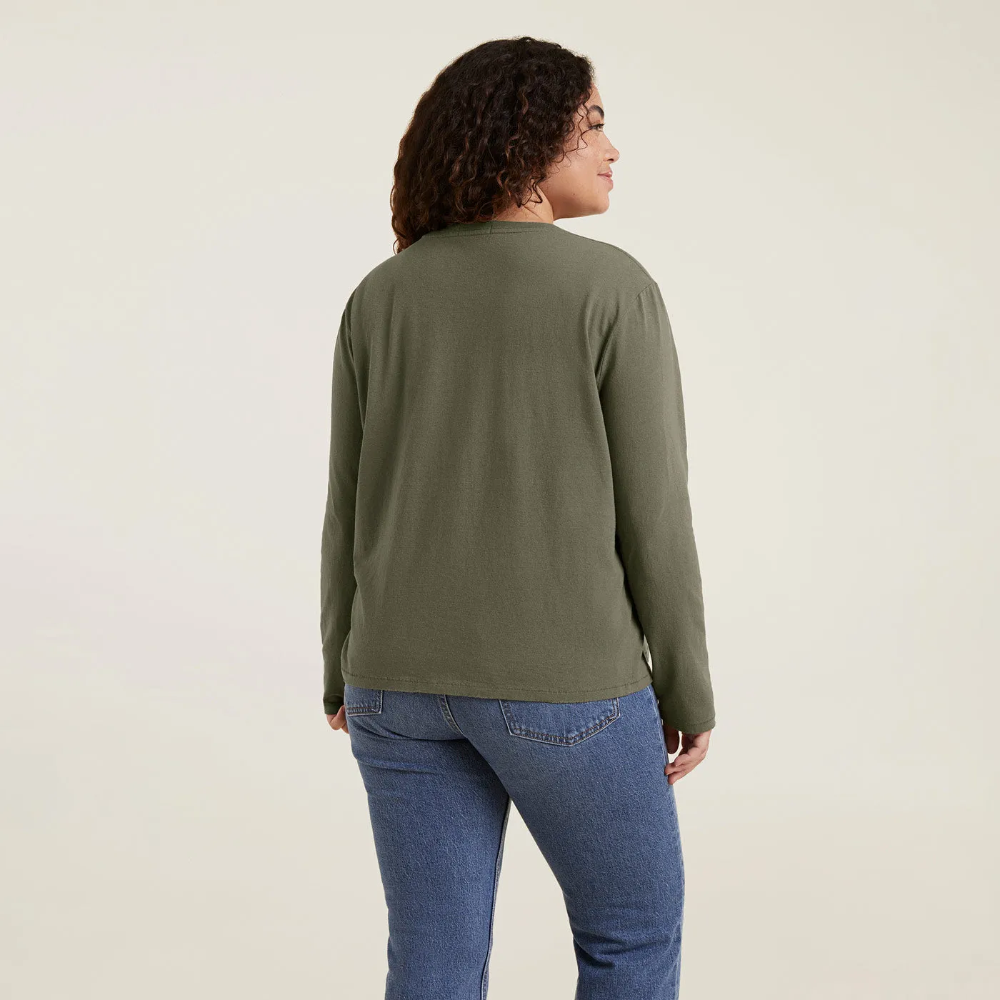 Vintage Cotton Long Sleeve Everyday T-Shirt | Olive sold by nuuds product image thumbnail 4
