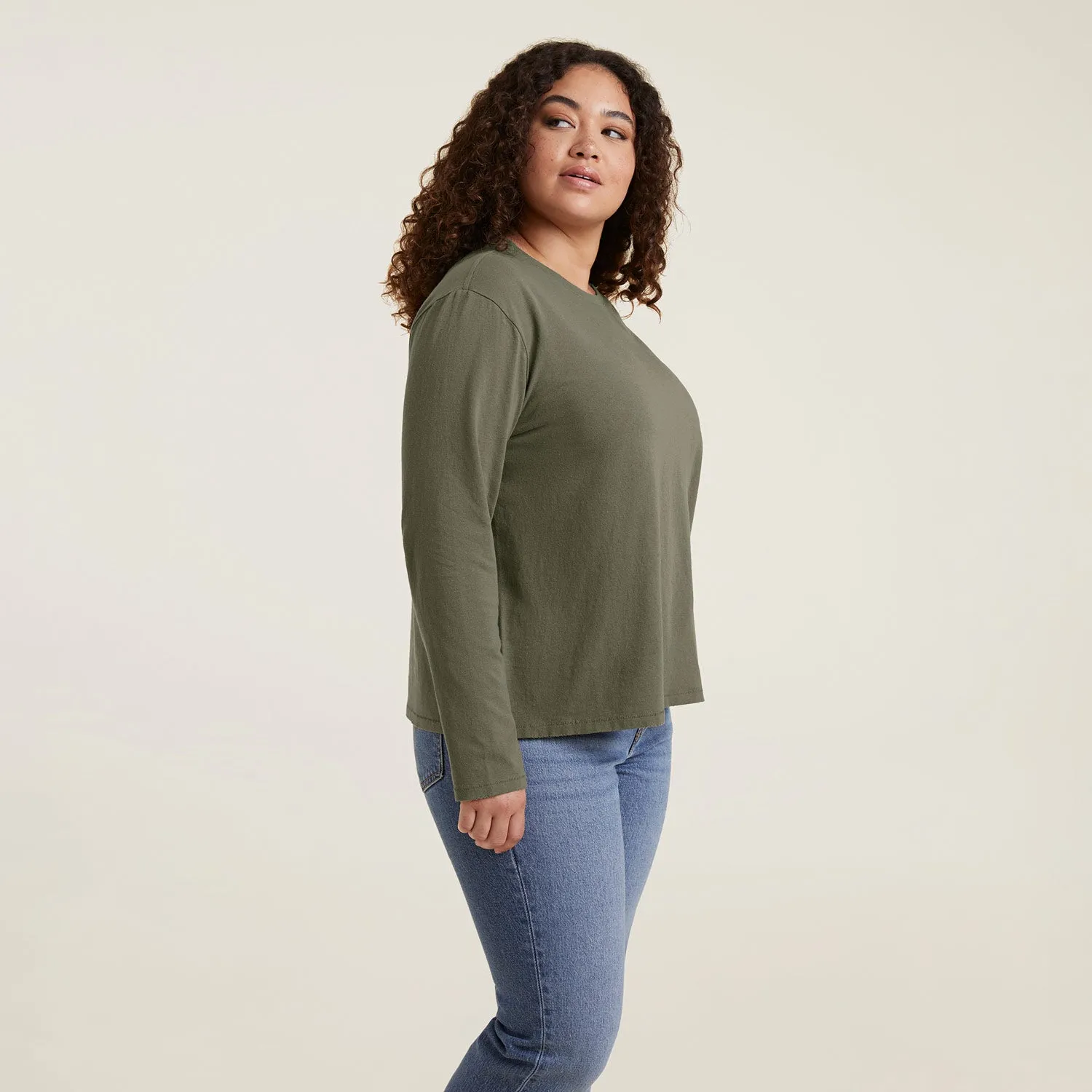 Vintage Cotton Long Sleeve Everyday T-Shirt | Olive sold by nuuds product image thumbnail 3