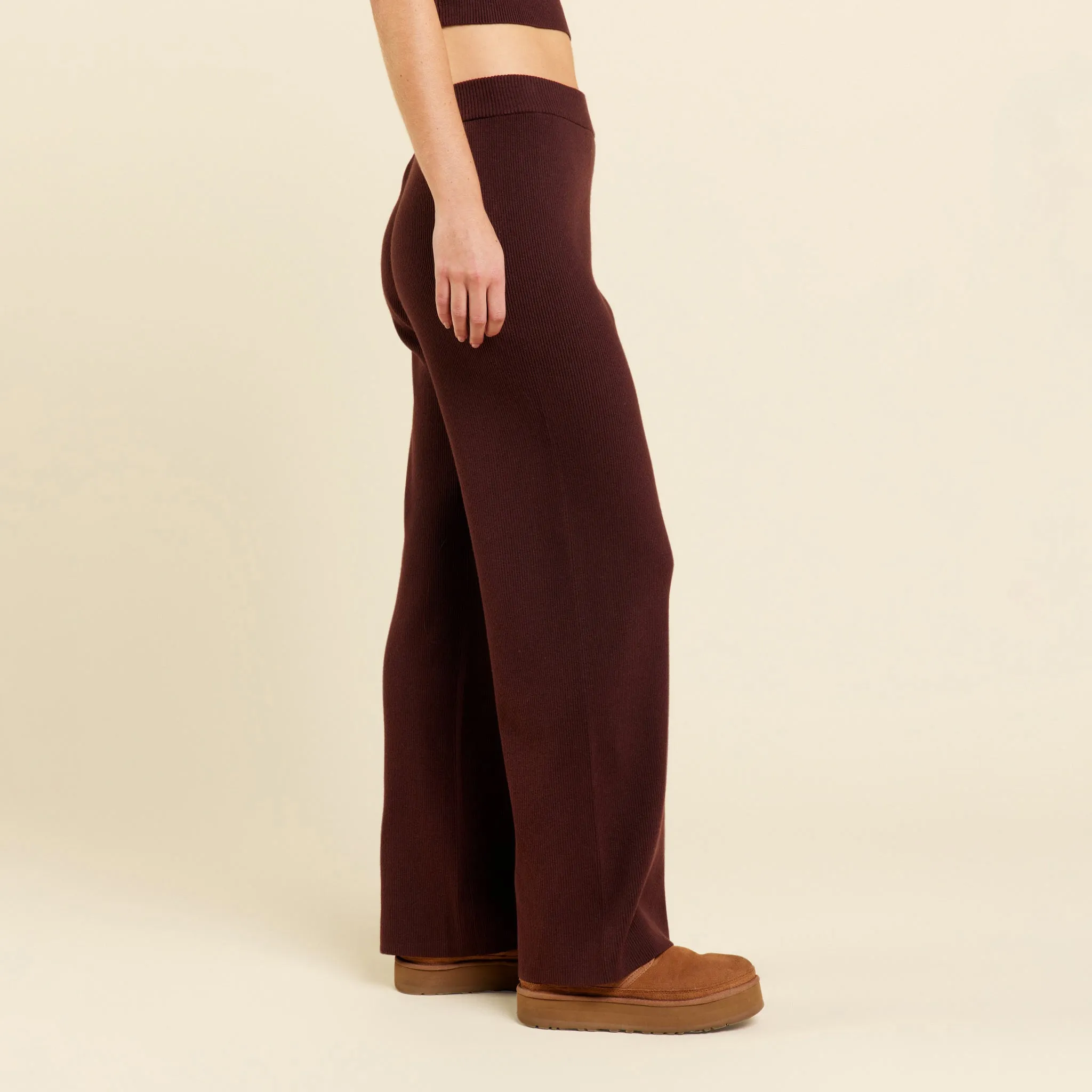 Ribbed Sweater Wide Leg Pant | Coffee sold by nuuds product image thumbnail 3