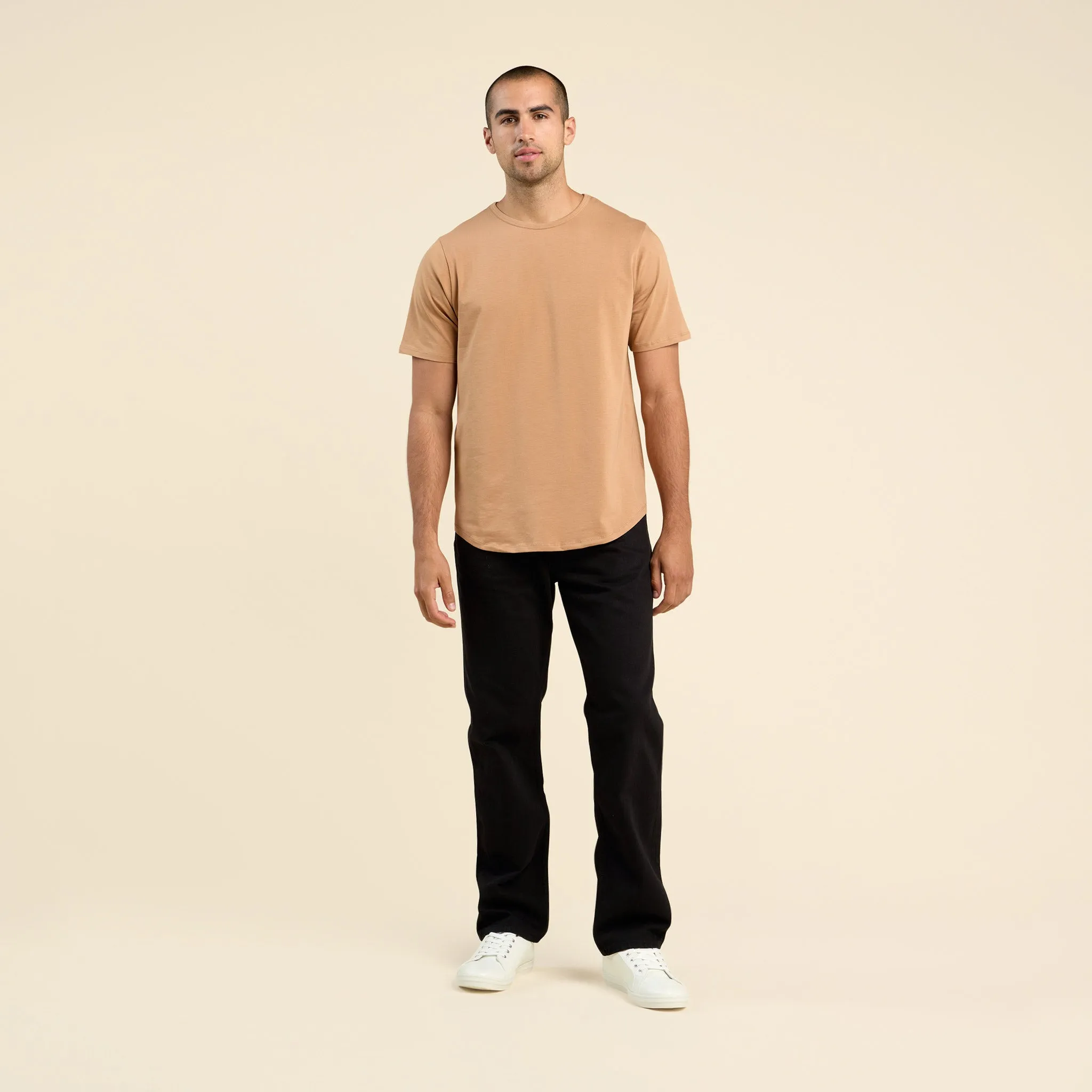 Short Sleeve Curved Hem T-Shirt | Cinnamon sold by nuuds product image thumbnail 2