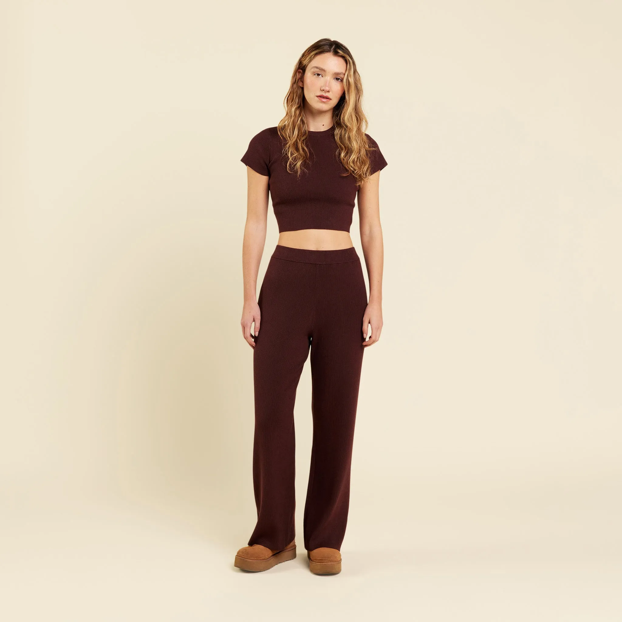 Ribbed Sweater Wide Leg Pant | Coffee sold by nuuds product image thumbnail 2